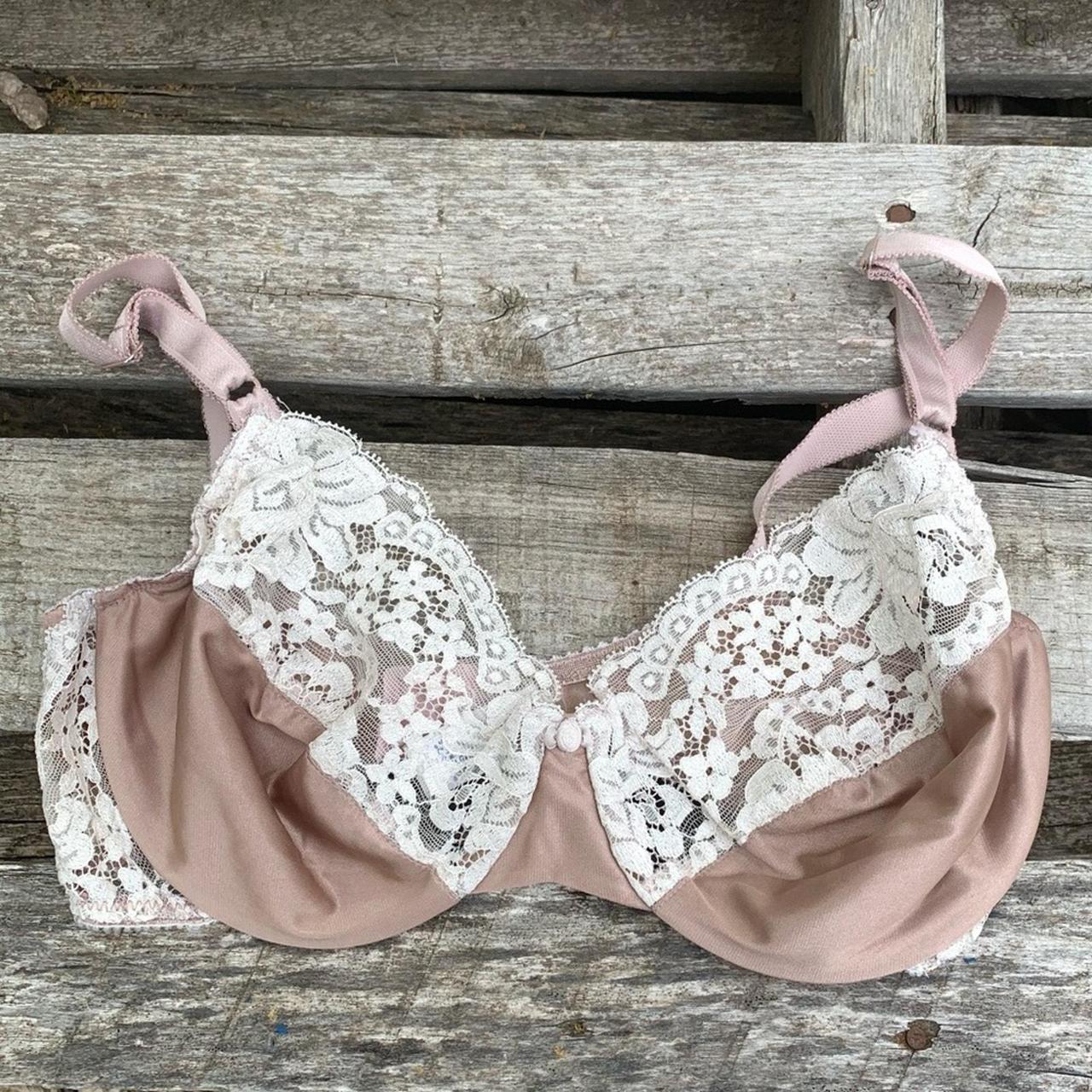 Vintage Oscar de la Renta lingerie bra. Nude satin... - Depop