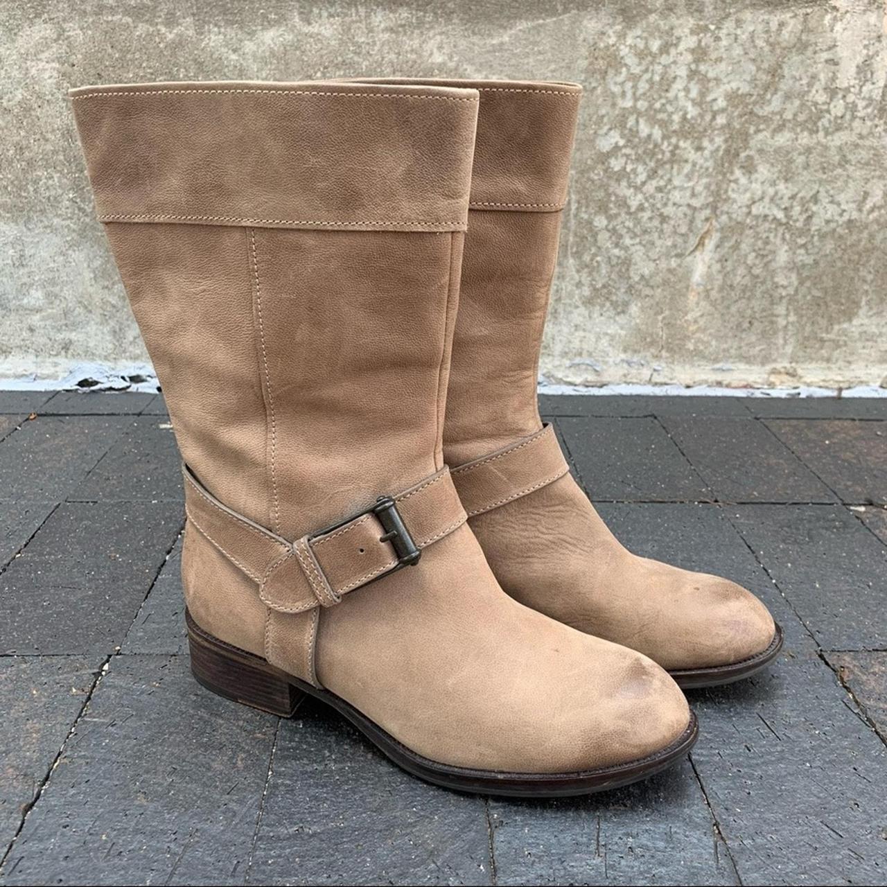 Cole Haan Nike Air beige tan riding moto boots. Depop