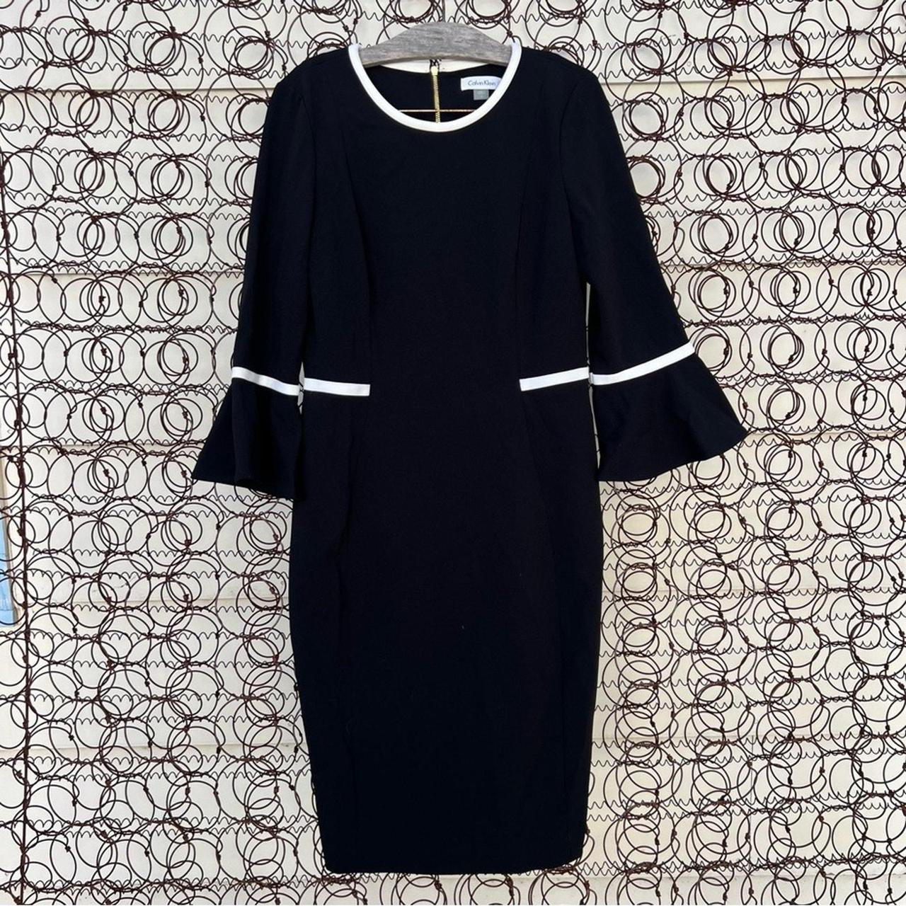 Calvin Klein black bell sleeve sheath dress with. Depop