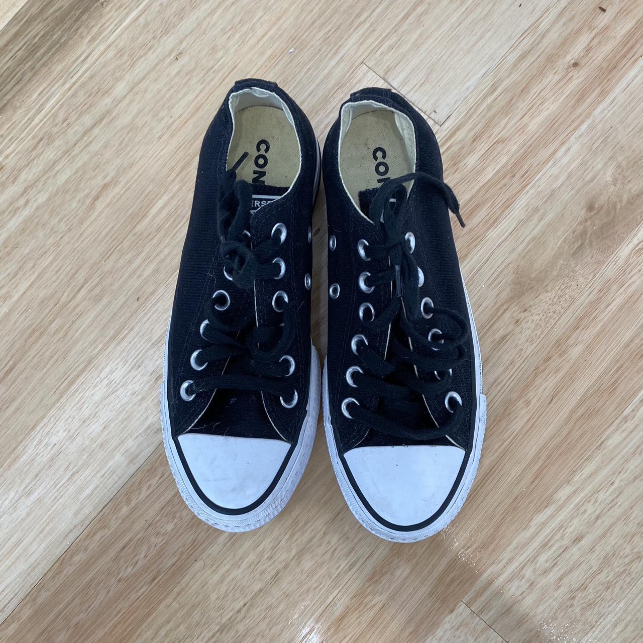 Black and white low platform converses only worn a... - Depop