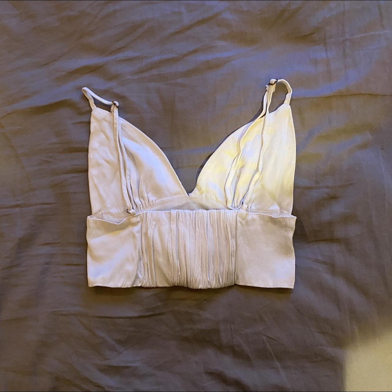 Satin White Crop Bralette Top- Zara #Zara #crop top - Depop