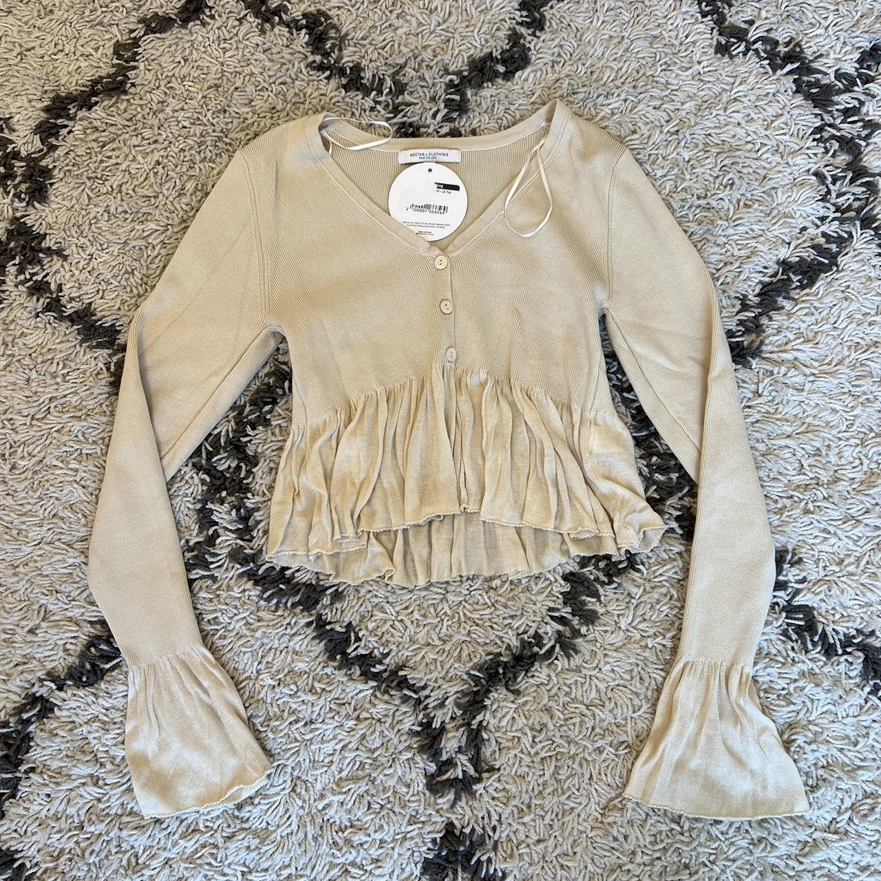 Nectar beige ruffle top🤎 Brand new with tags. Size... - Depop