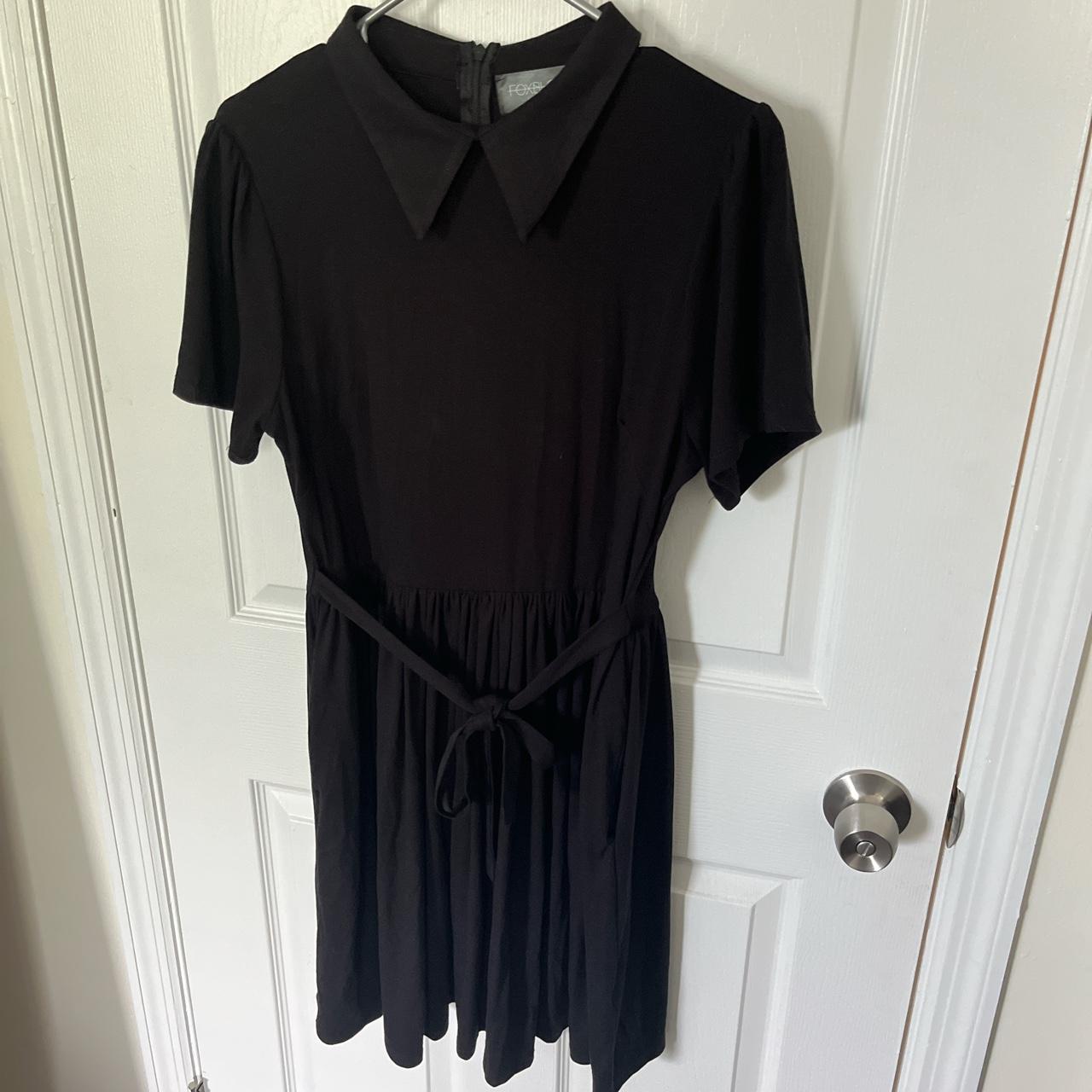 Foxblood Courtney Solid Black Babydoll Dress With... - Depop