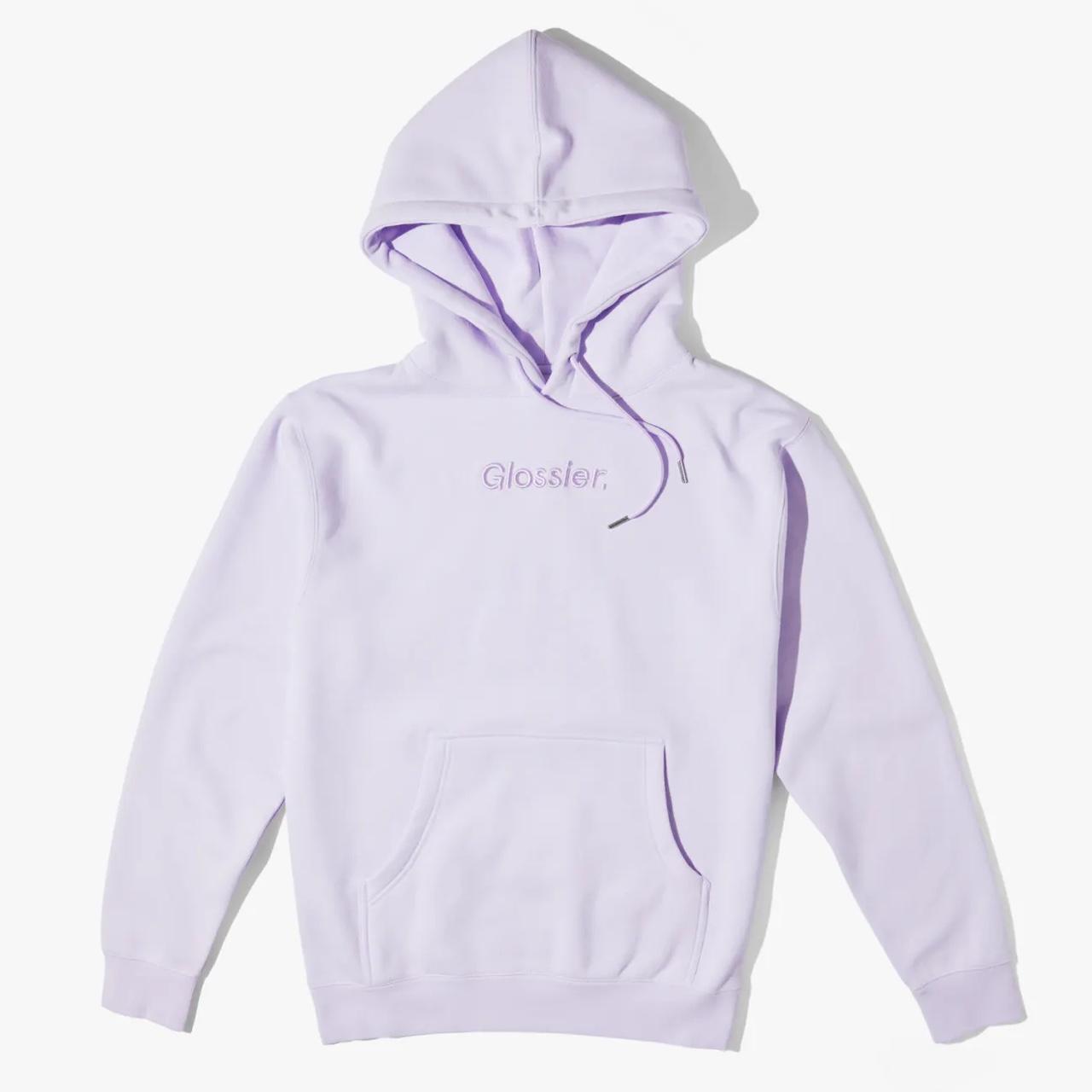 Glossier Embroidered Lavender Hoodie - size small -... - Depop