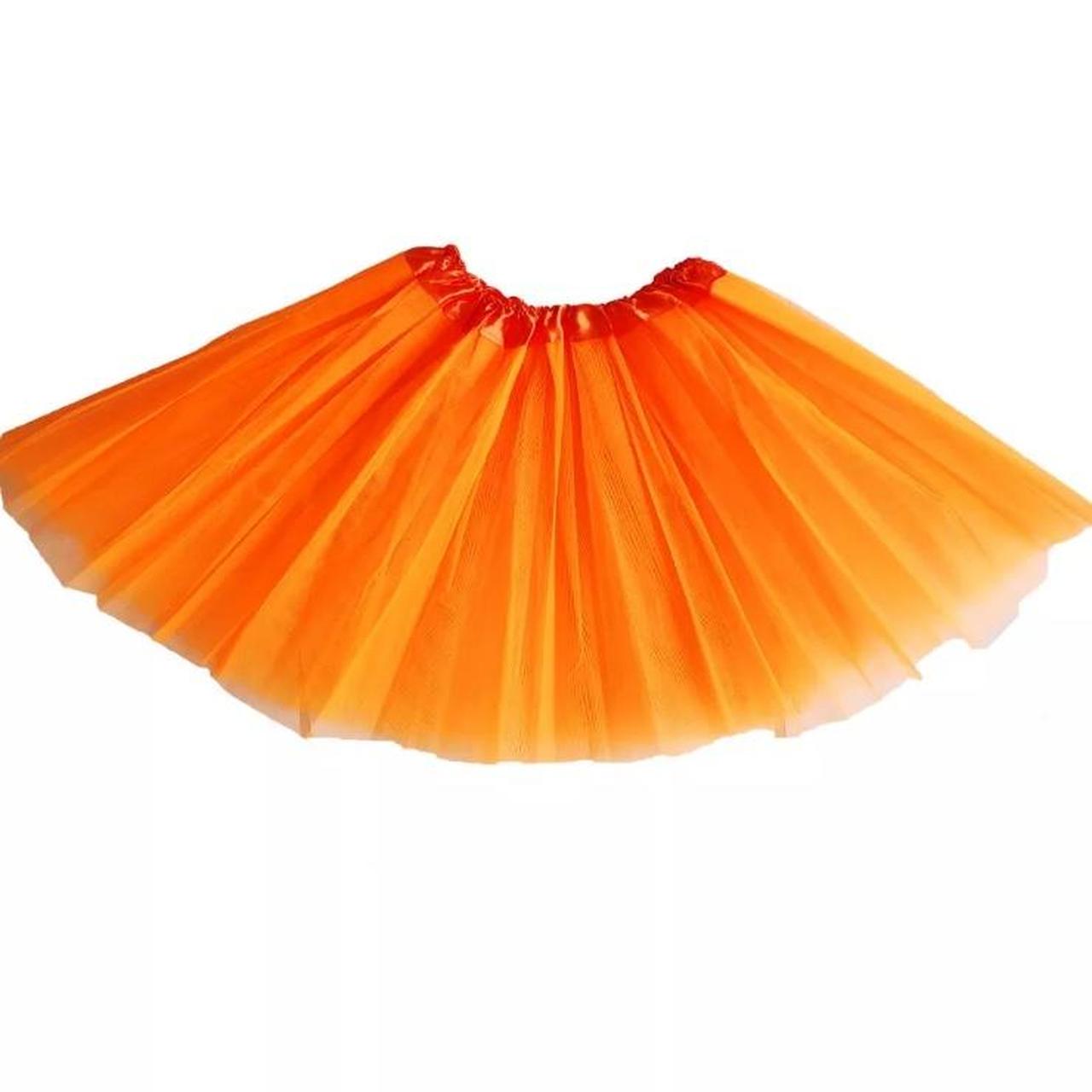 Orange mesh layered tutu skirt 16” and elasticated... - Depop