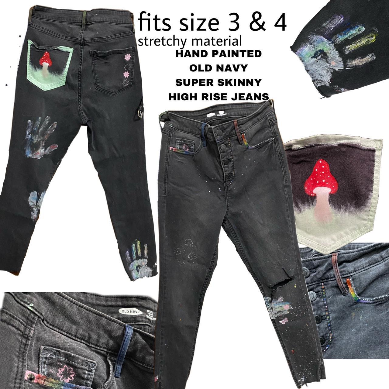 custom jeans painted all by hand - Depop