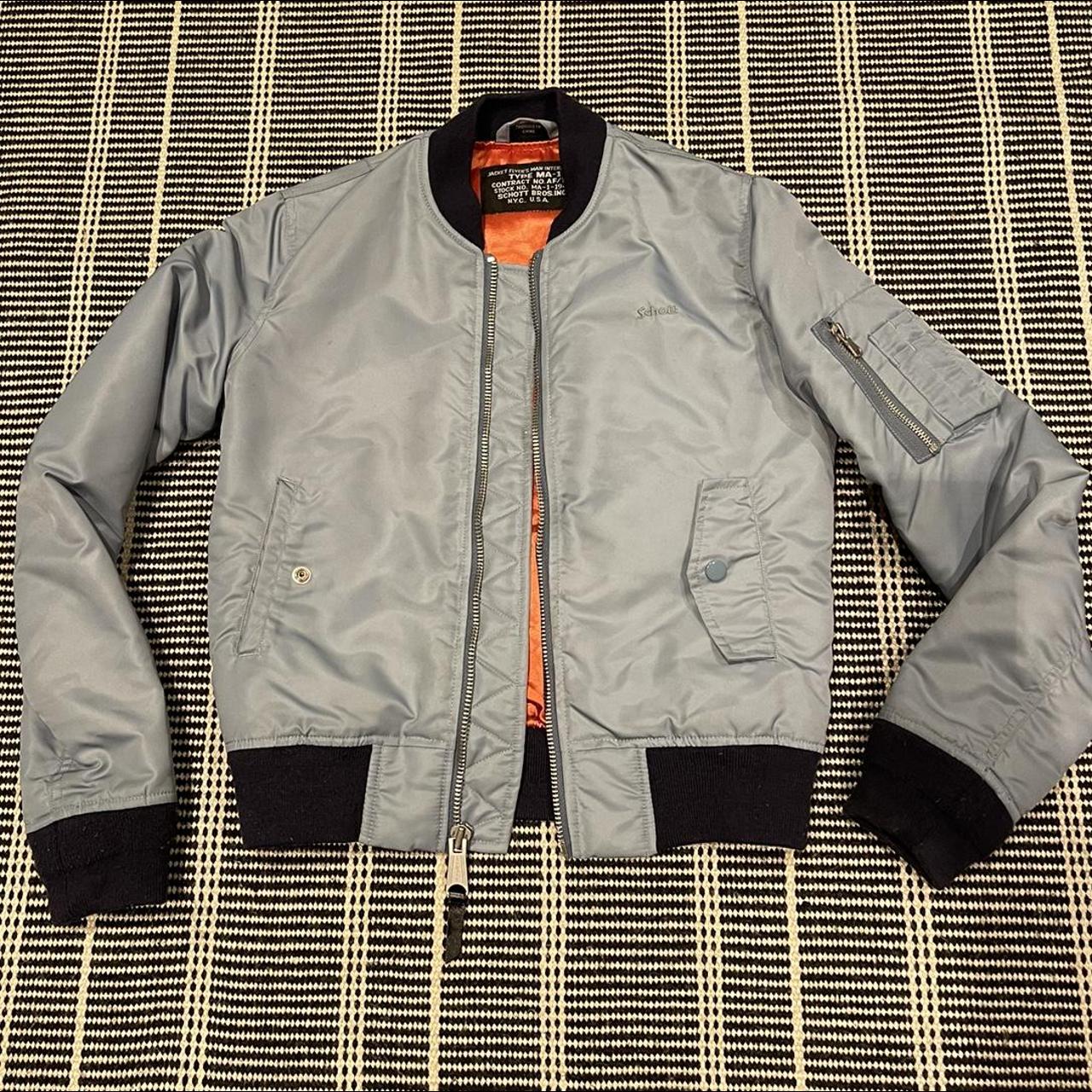 Schott NY–XXS bomber jacket Baby blue - Depop