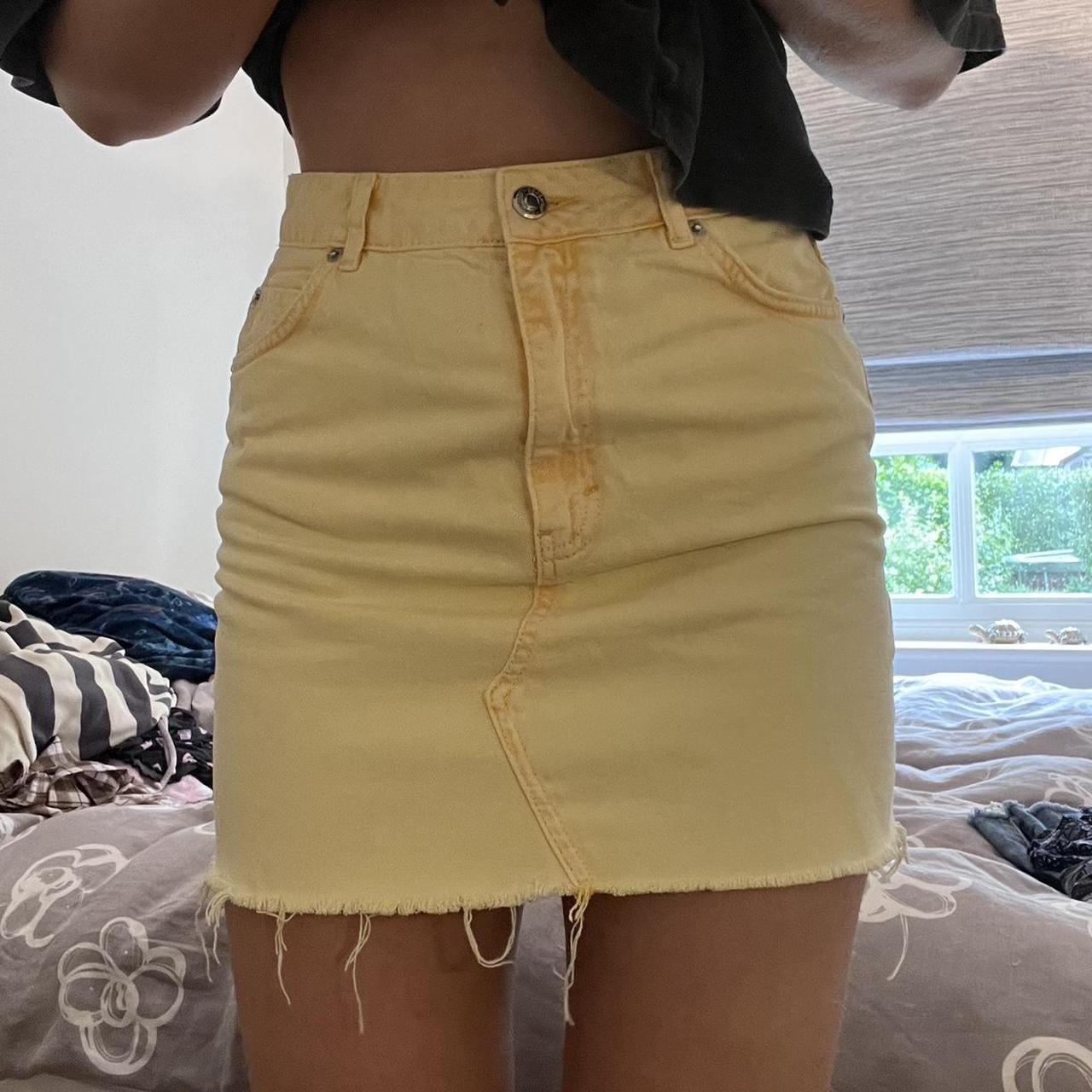 Yellow denim hot sale skirt topshop