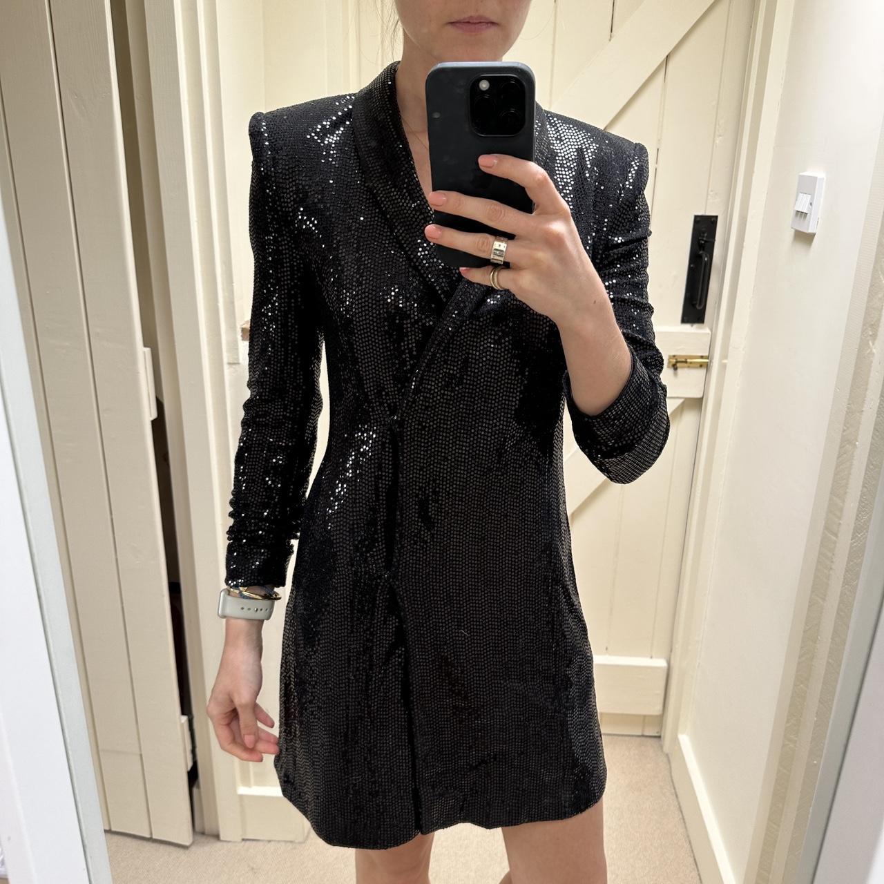 Zara Black Shimmer Blazer Dress, XS zara... Depop