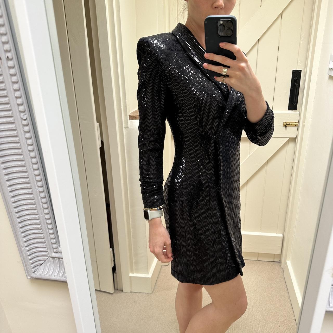 Zara Black Shimmer Blazer Dress, XS zara... Depop