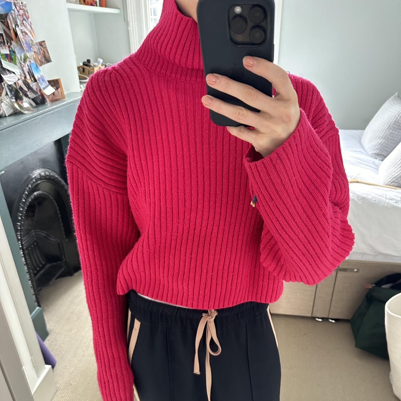 H&M Pink Ribbed Turtleneck, Small #ribbedknit... - Depop