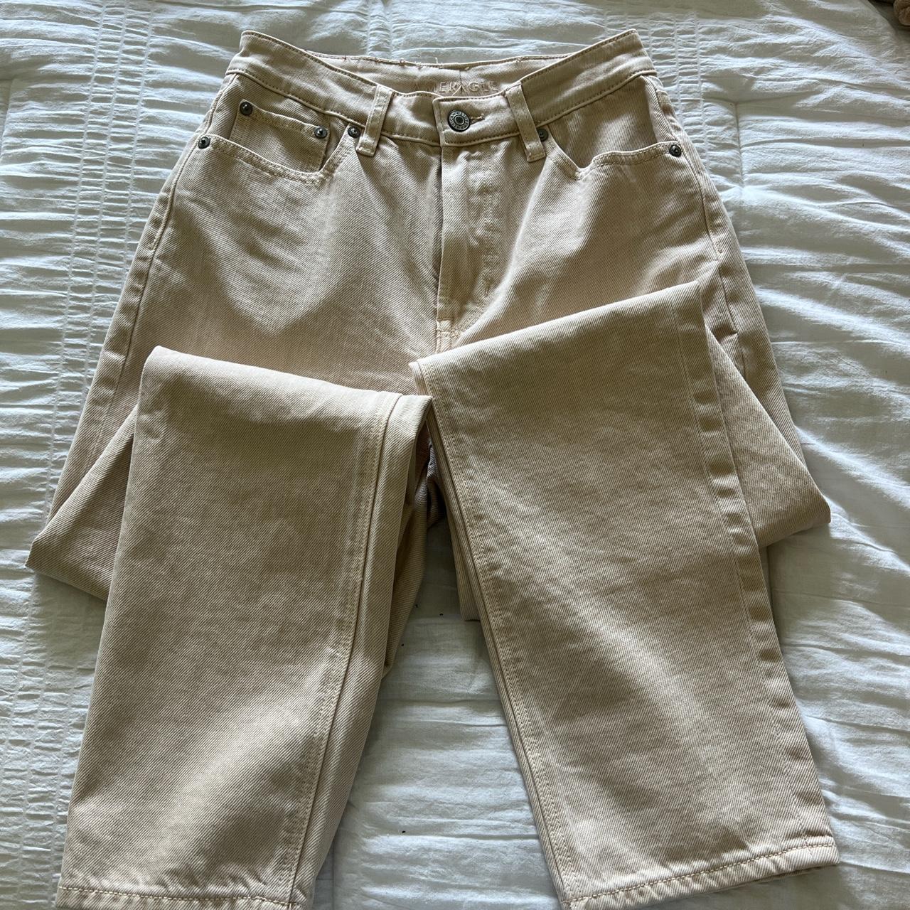 American Eagle cream tan straight cargo jeans size... Depop