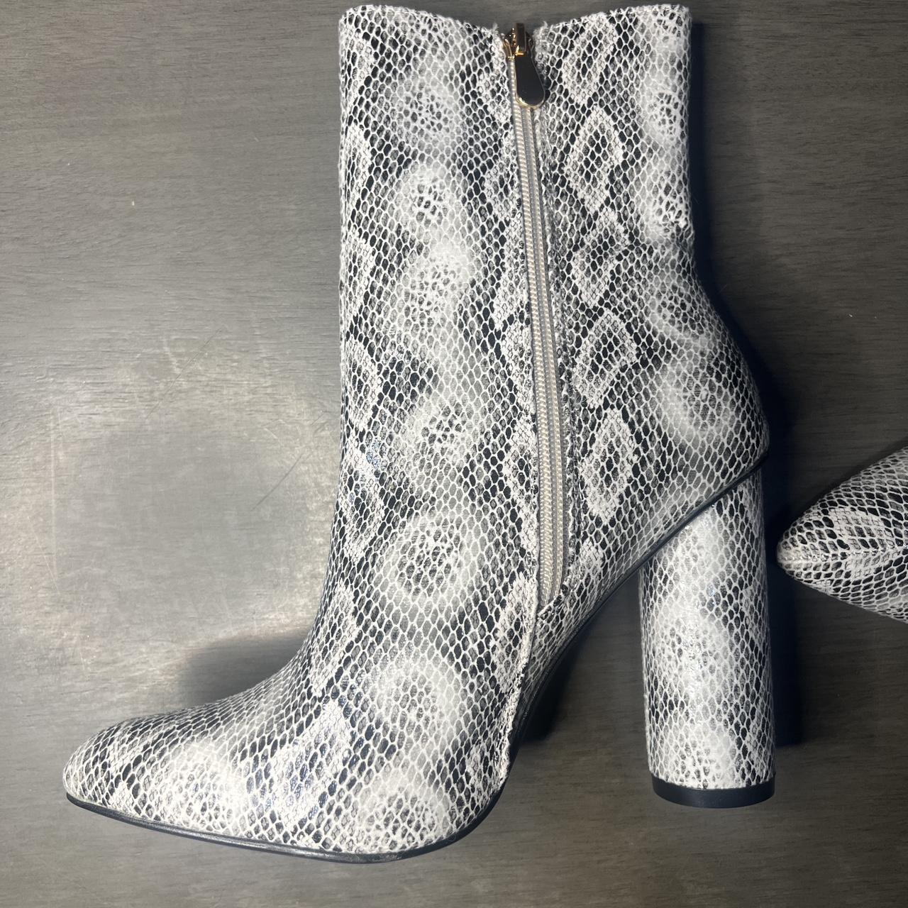 Fake snake skin booties never worn before from... - Depop