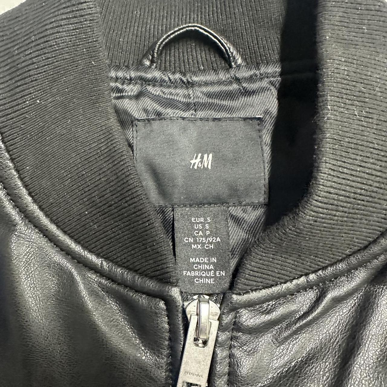 H&M Black leather jacket Size S - Depop