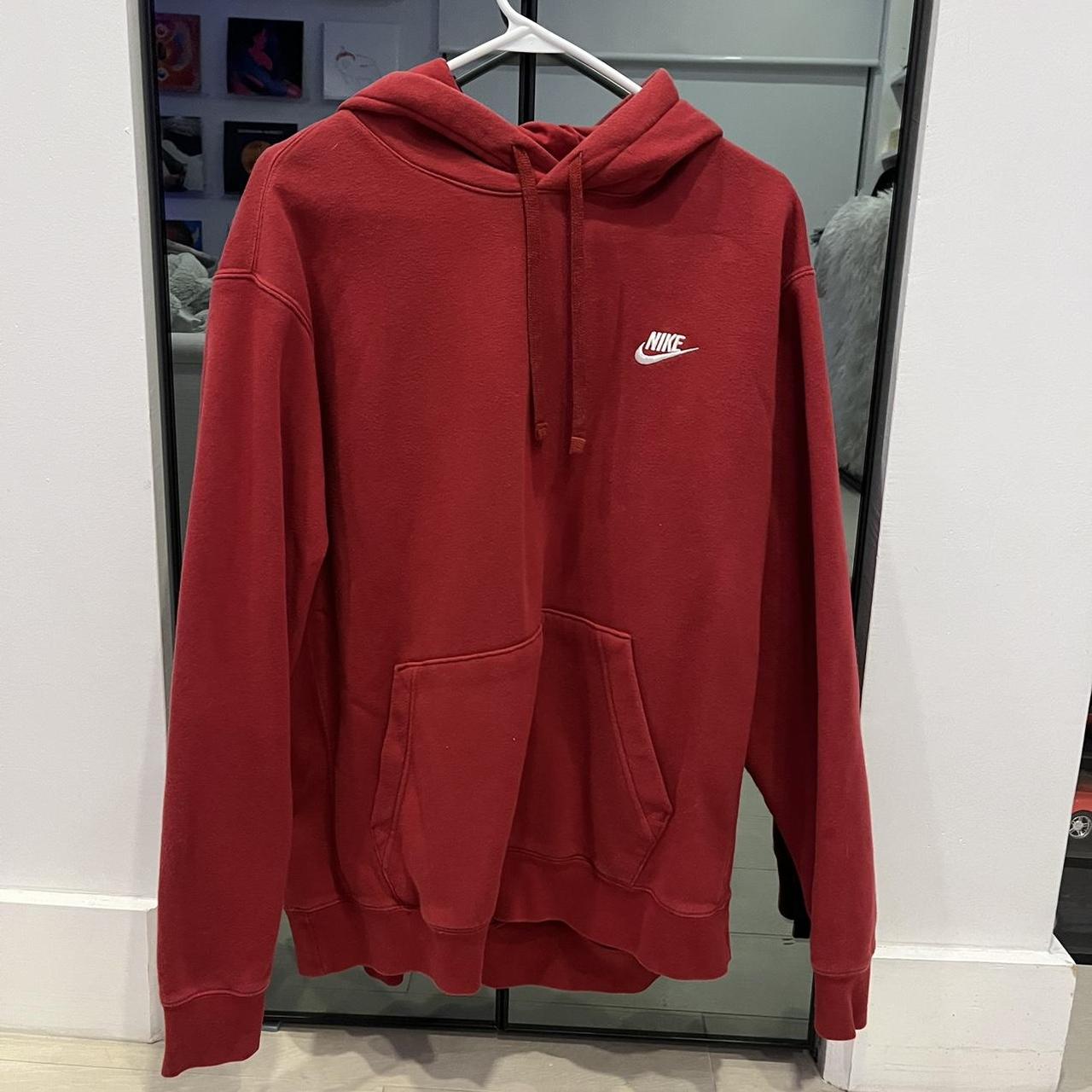 Red Nike Check Hoodie #red #nike #hoodie#nikehoodie - Depop