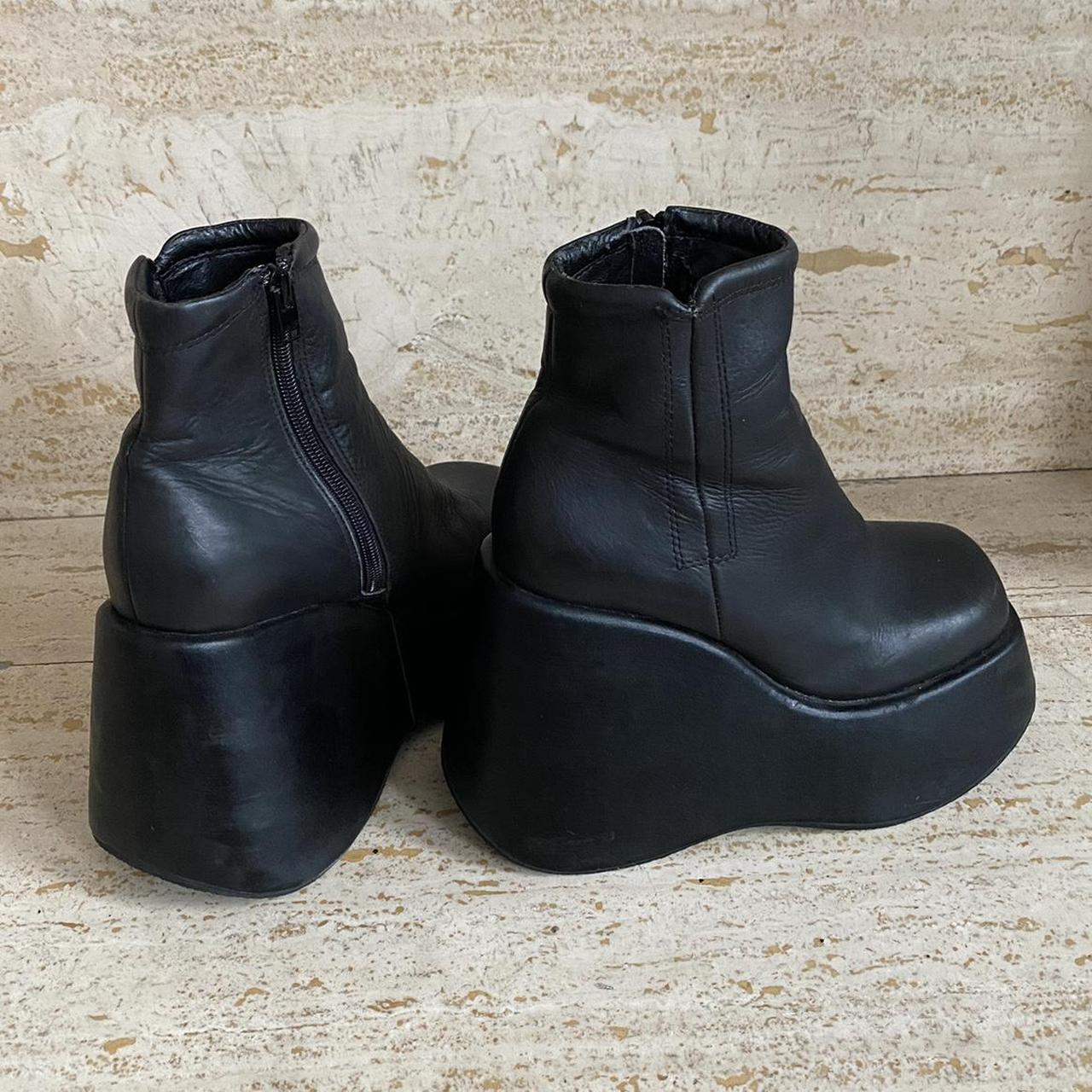 UNIF black leather wedge platform ankle boots.... - Depop