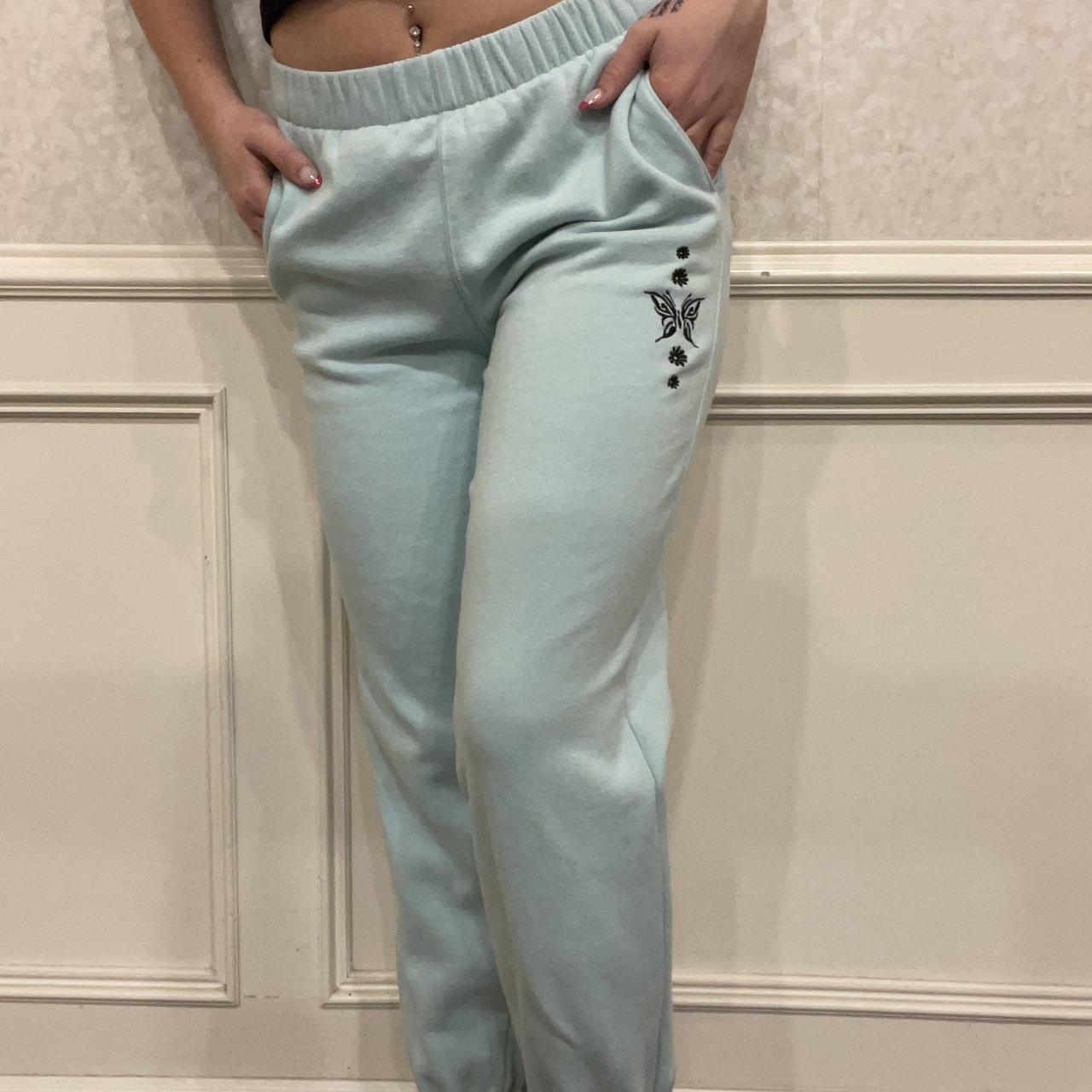 Hollister Baby Blue Butterfly Sweatpants Condition: - Depop