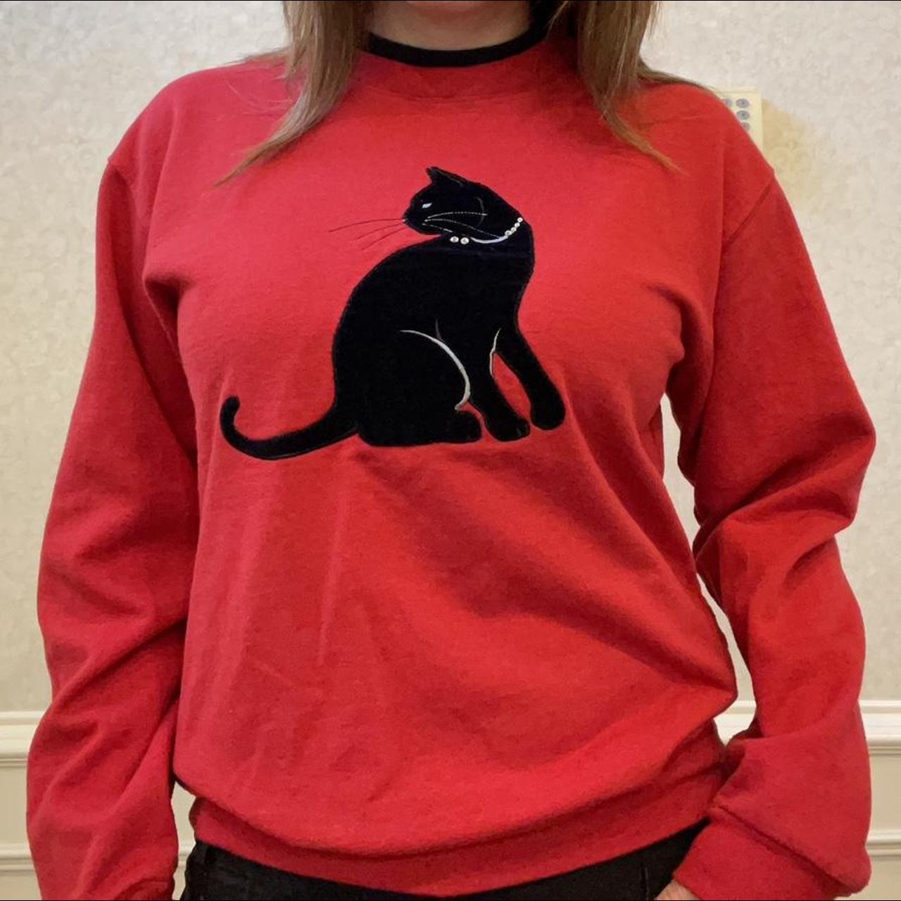Retired Country Store Soft Black Cat Red Crewneck... Depop