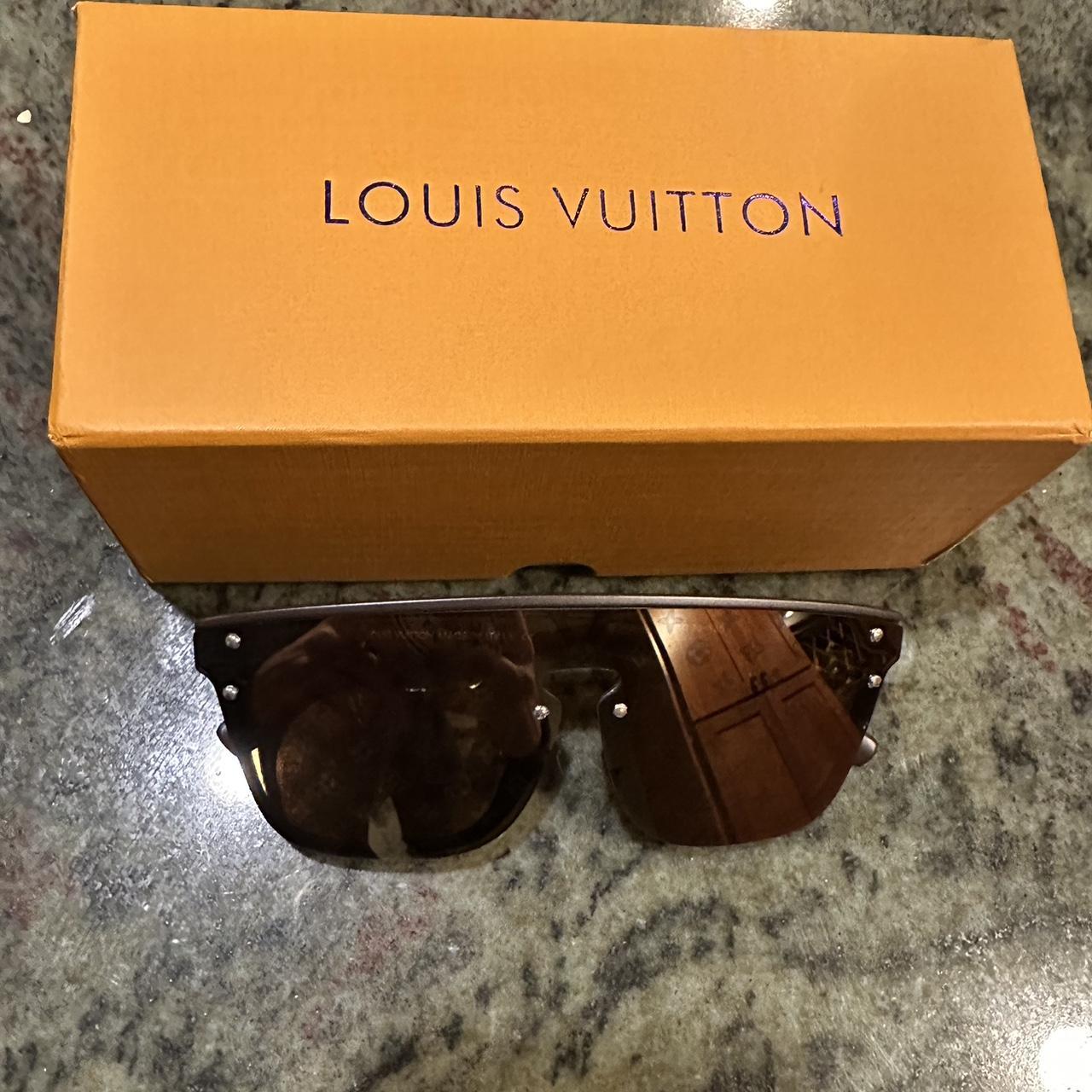 Brown Women's Rectangle Sunglasses Louis Vuitton - Depop