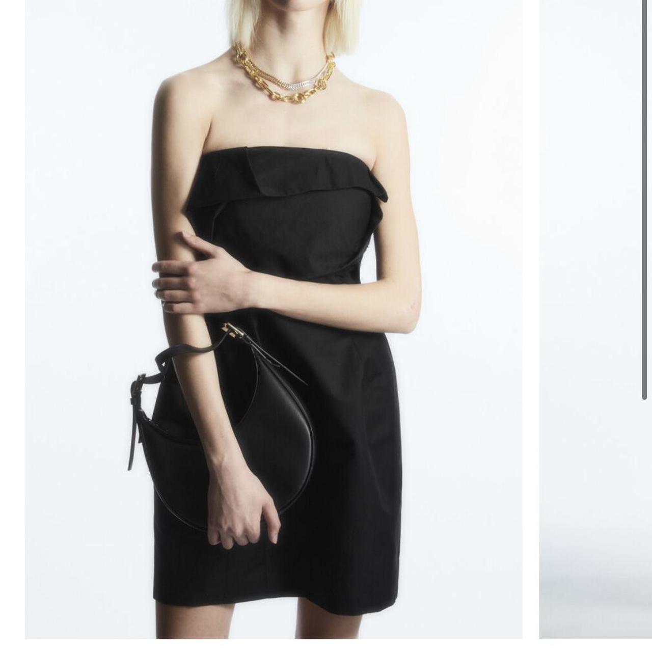 strapless linen mini dress