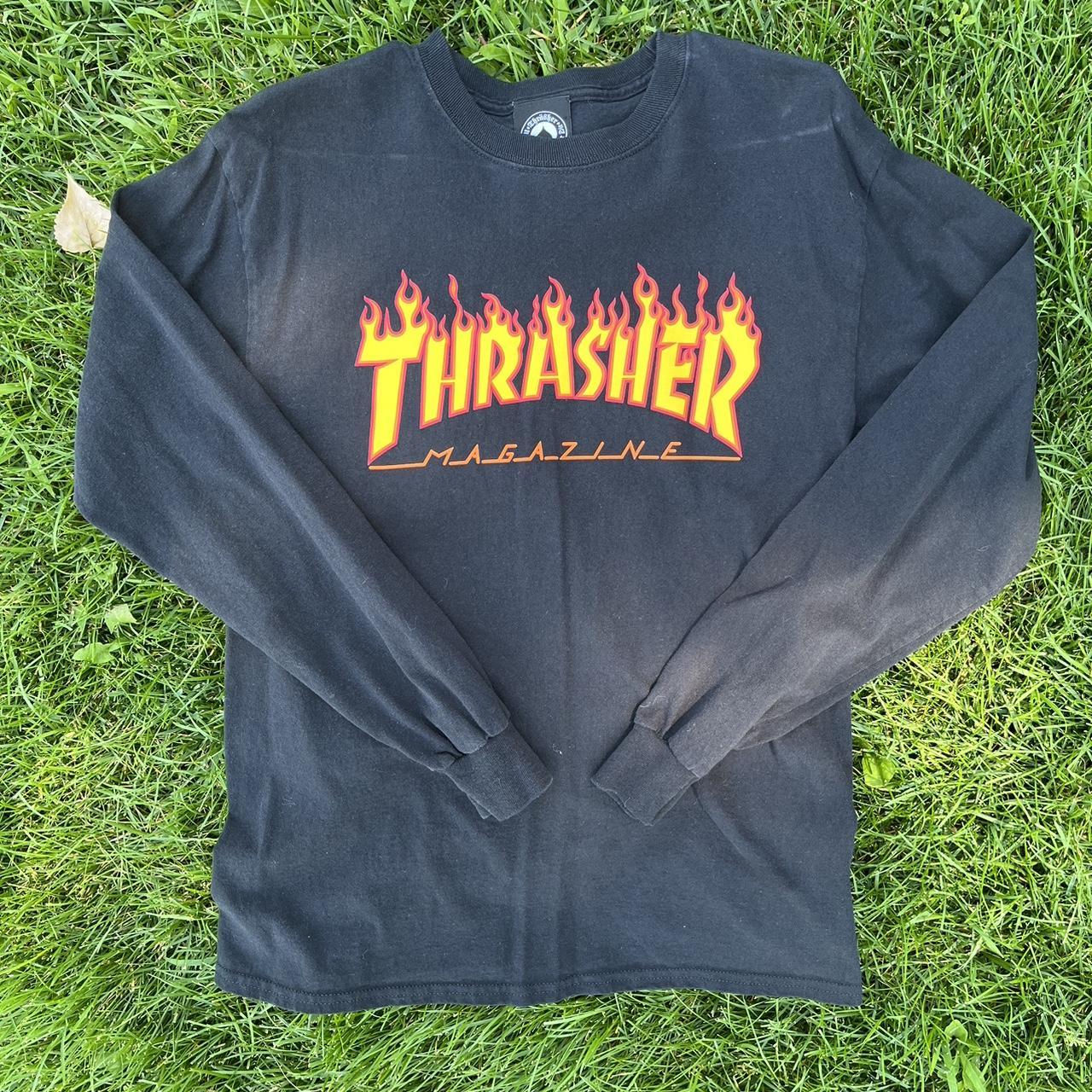 Thrasher black and orange long sleeve shirt Size