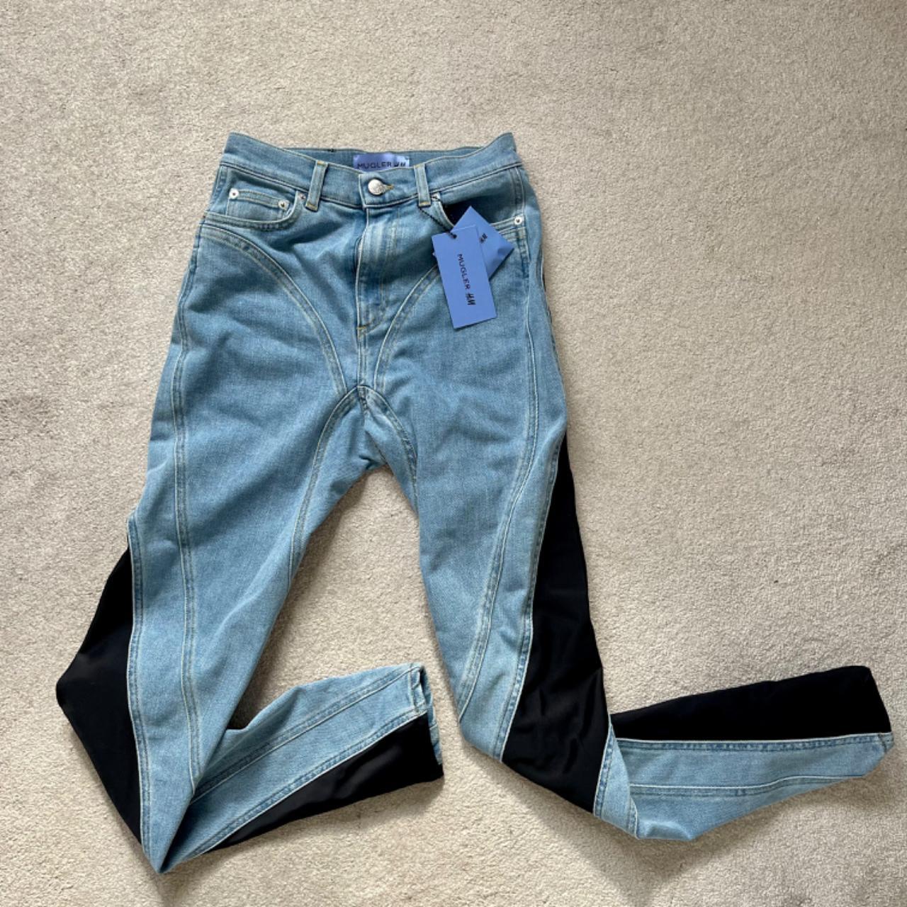 Mugler H&M Spiral panel blue black jeans with
