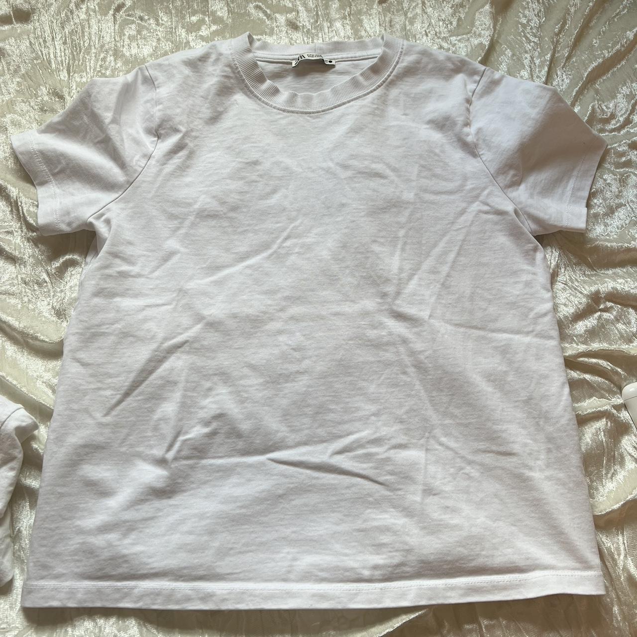 Zara white t shirt Size medium Runs small - Depop