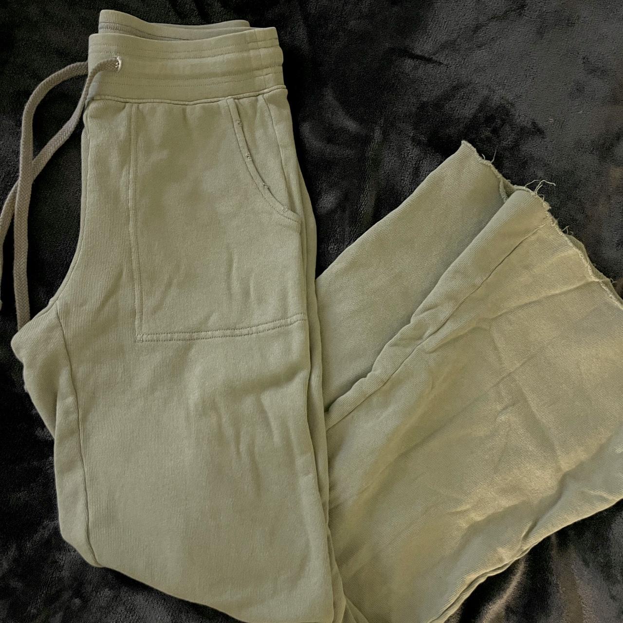Aerie flare leg pants. Color is sage green and size... - Depop