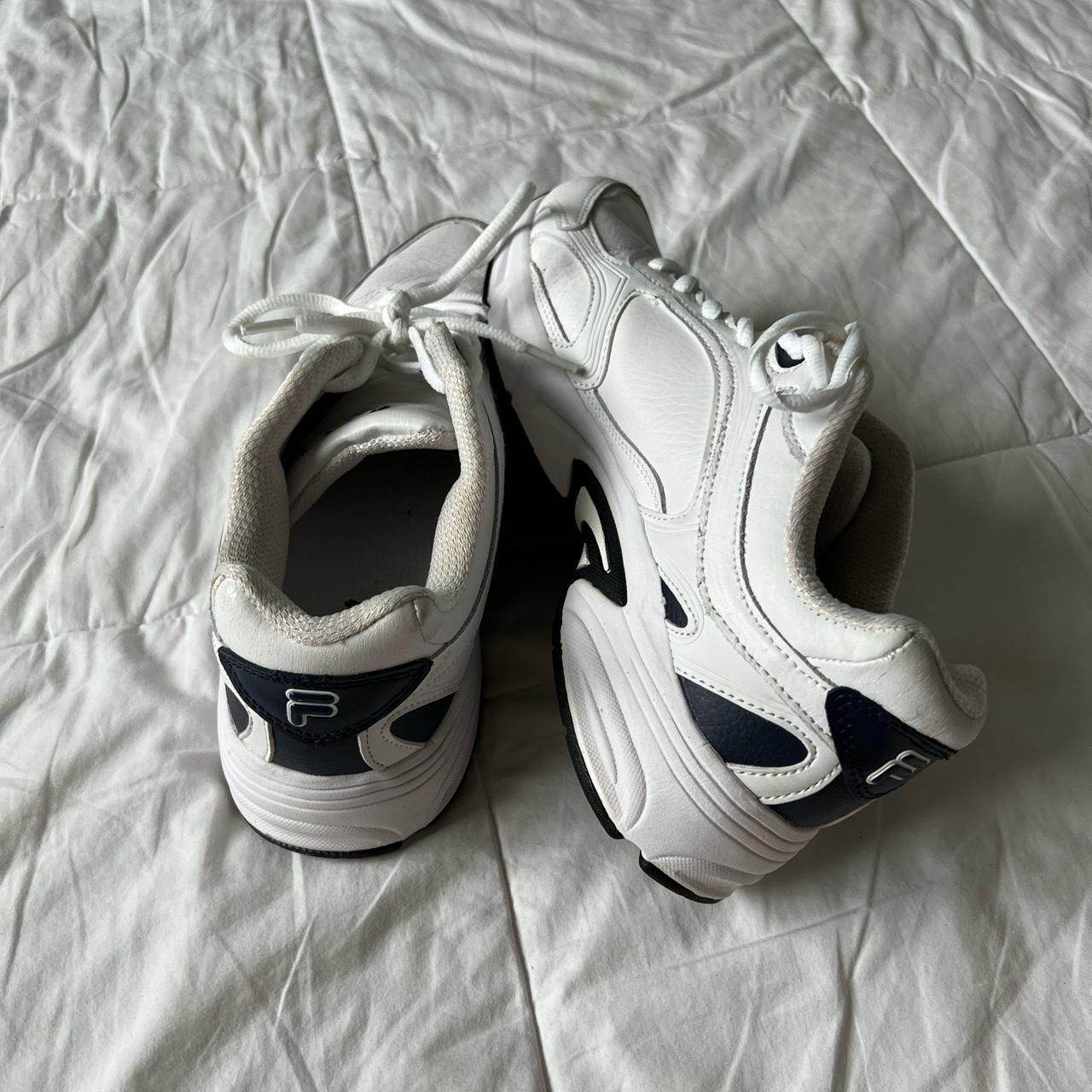 white and blue filas