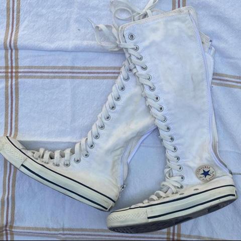 White knee high discount converse