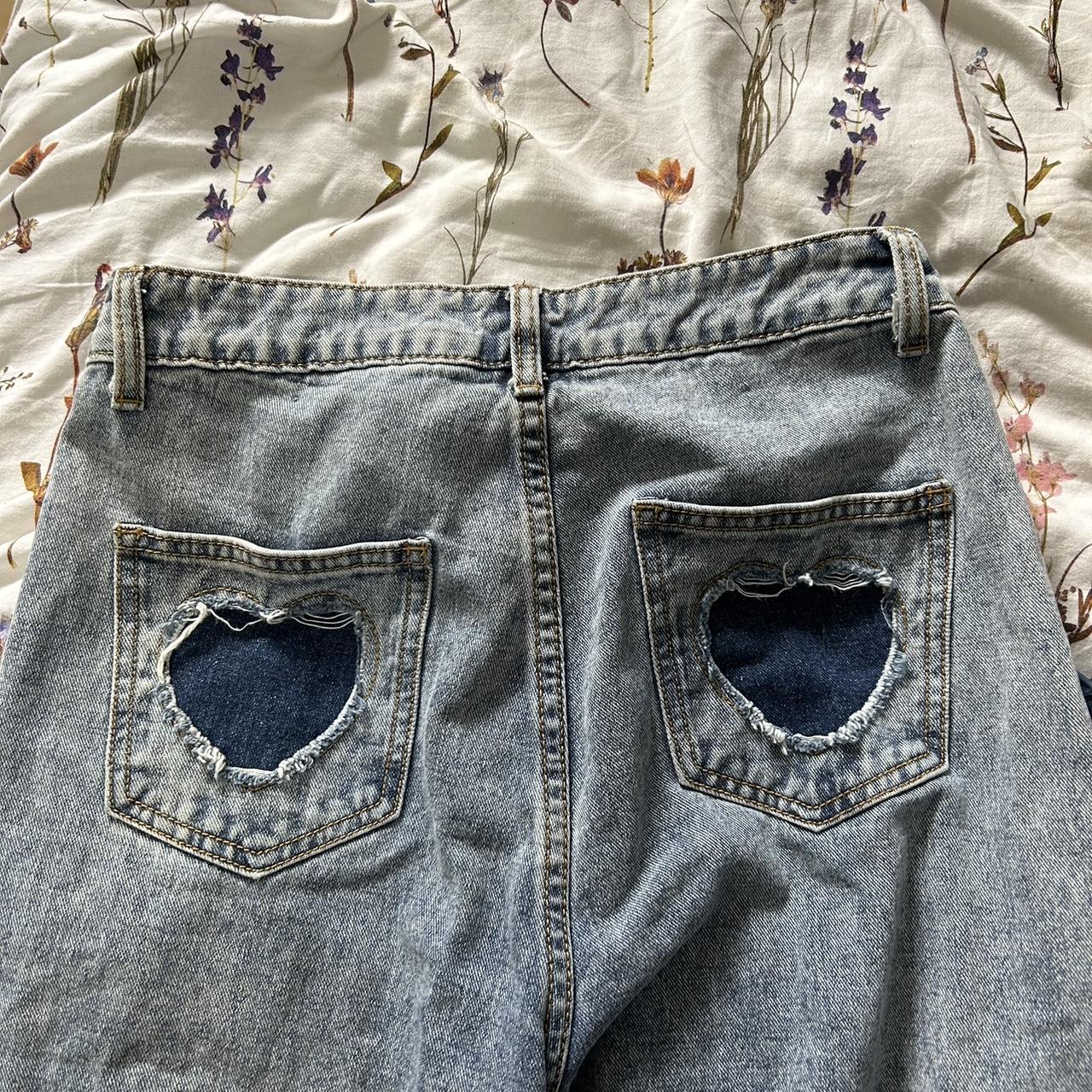 light blue washed cider jeans size small heart... Depop