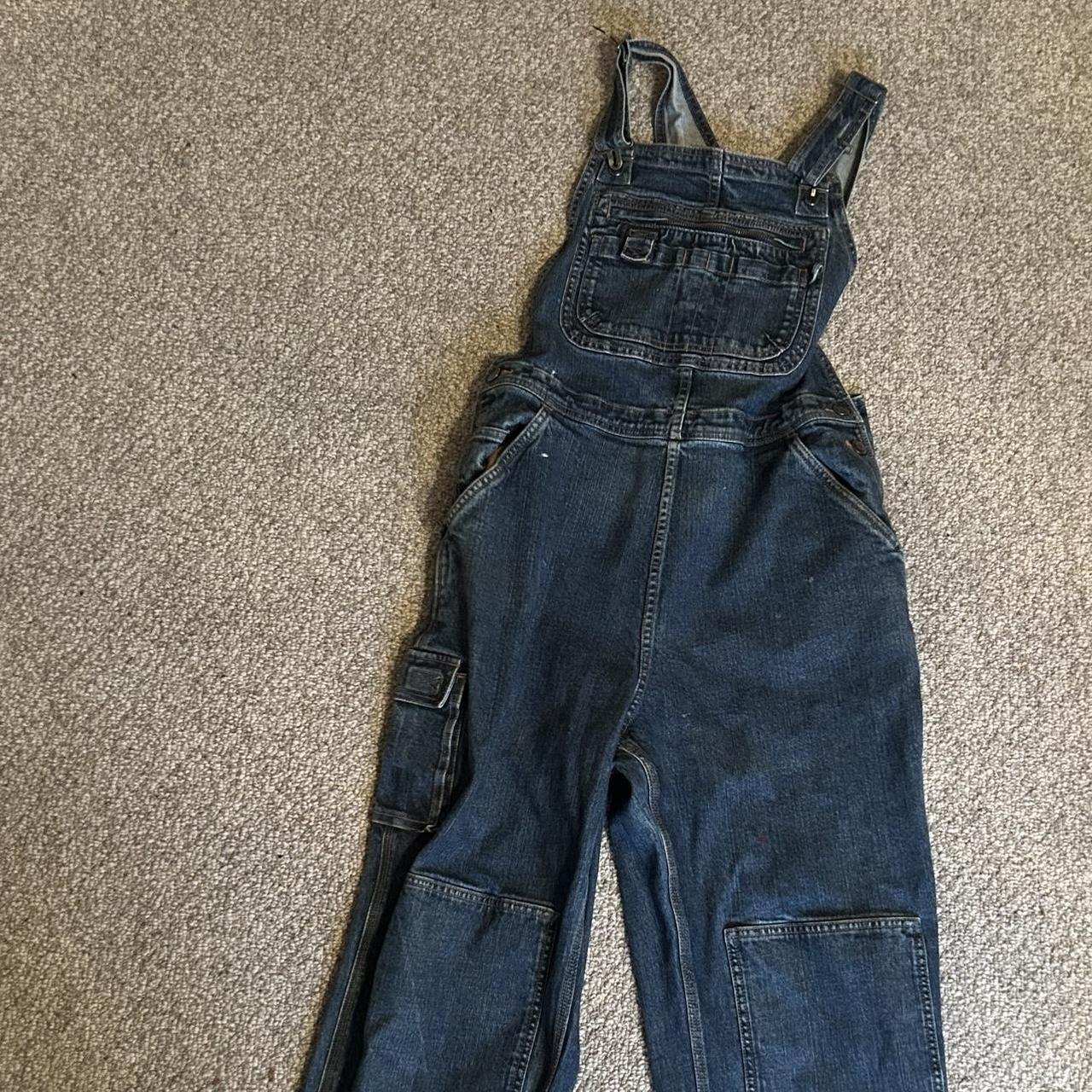 THE PERFECT OVERALLS Duluth work dark wash denim... - Depop