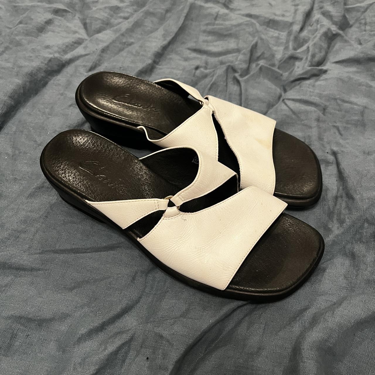 Women's Black and White Sandals | Depop