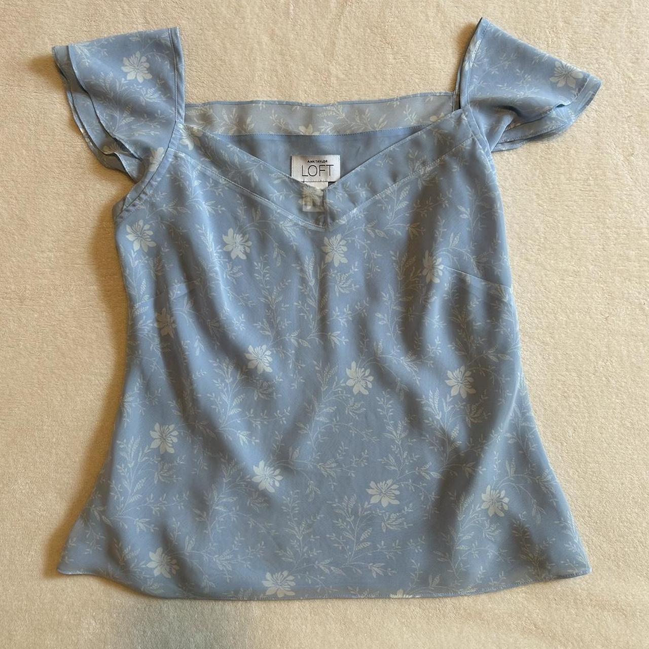 Ann Taylor LOFT Blouse with ruffle sleeves -size... - Depop