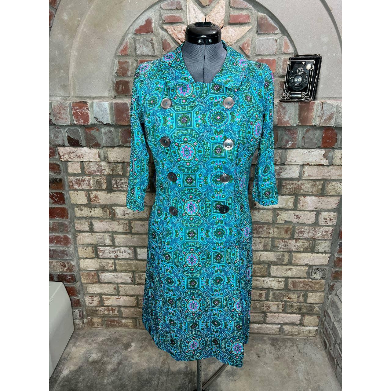 Shelton Stroller Dress fit and flare 1950s aqua Depop