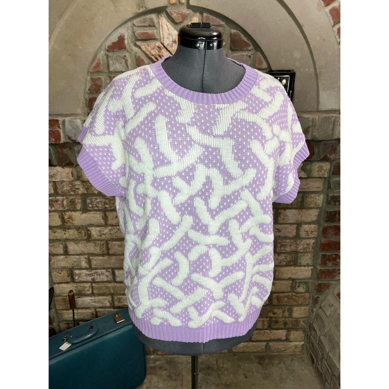 Vintage Women's Sweater - Purple/White - XL – swe… - image 1