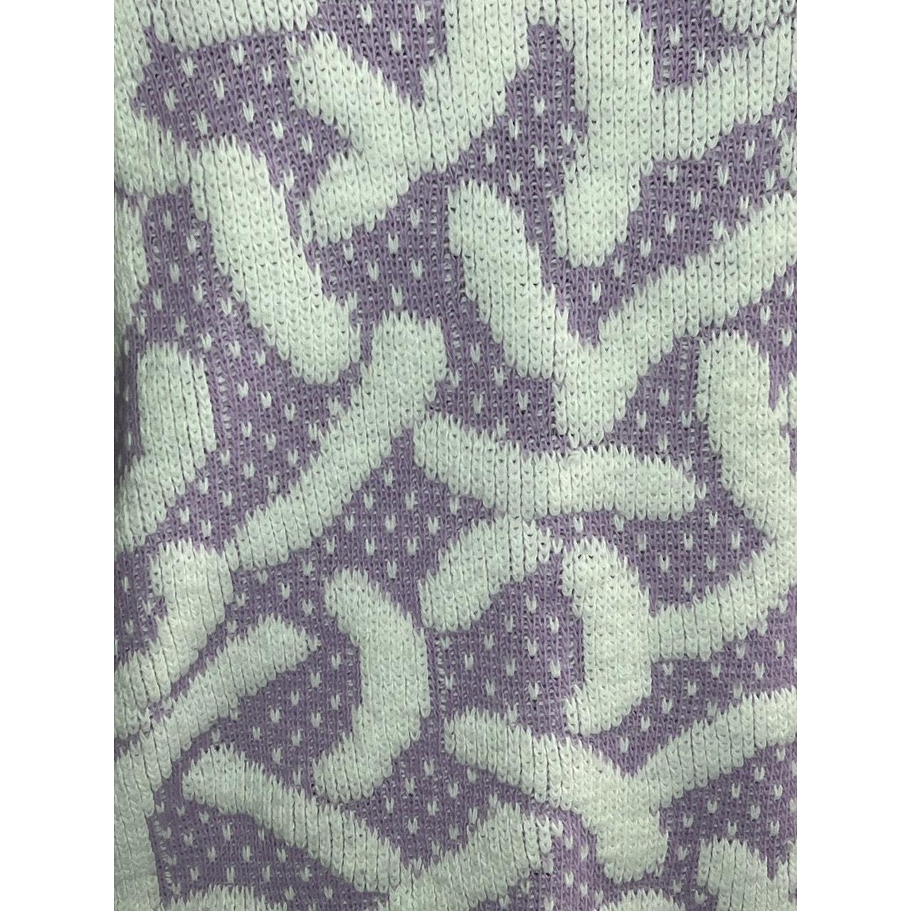 Vintage Women's Sweater - Purple/White - XL – swe… - image 3