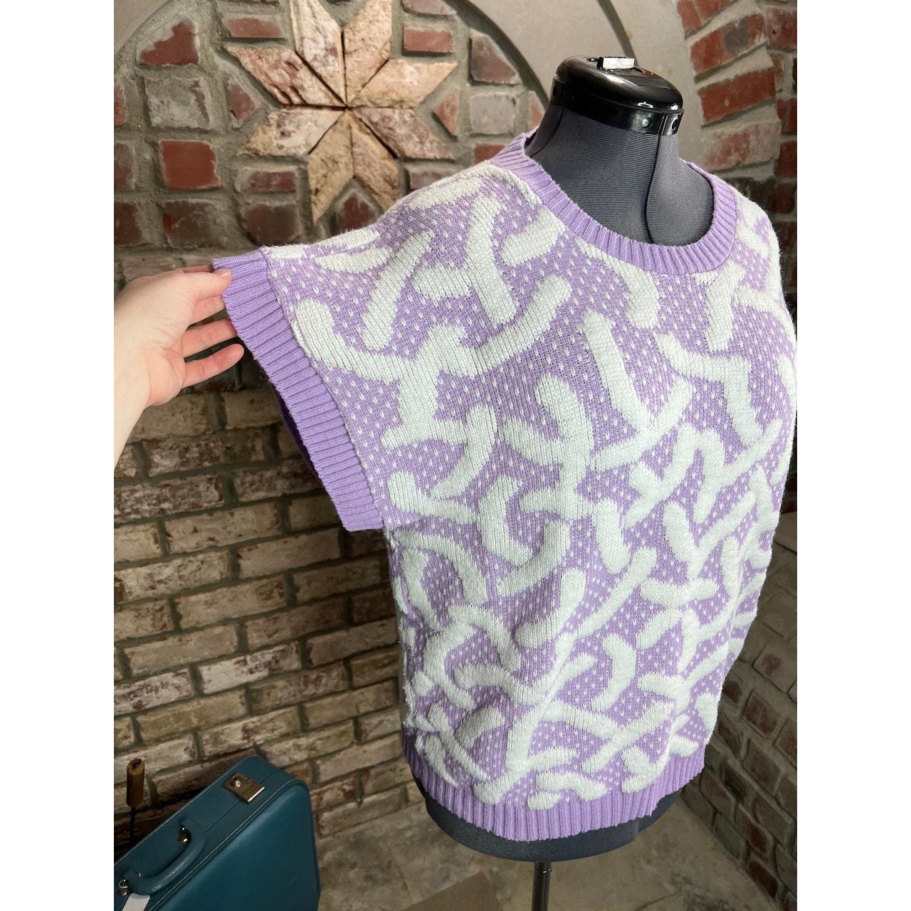 Vintage Women's Sweater - Purple/White - XL – swe… - image 4