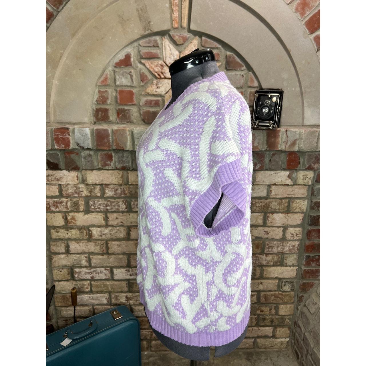Vintage Women's Sweater - Purple/White - XL – swe… - image 5