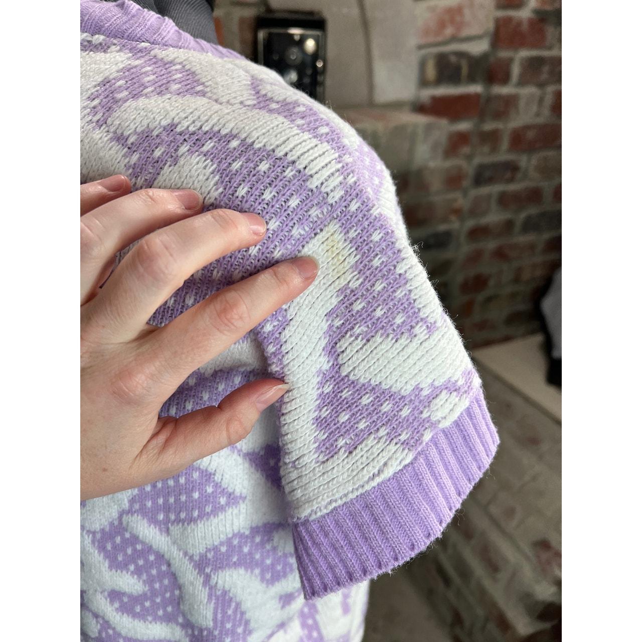 Vintage Women's Sweater - Purple/White - XL – swe… - image 8