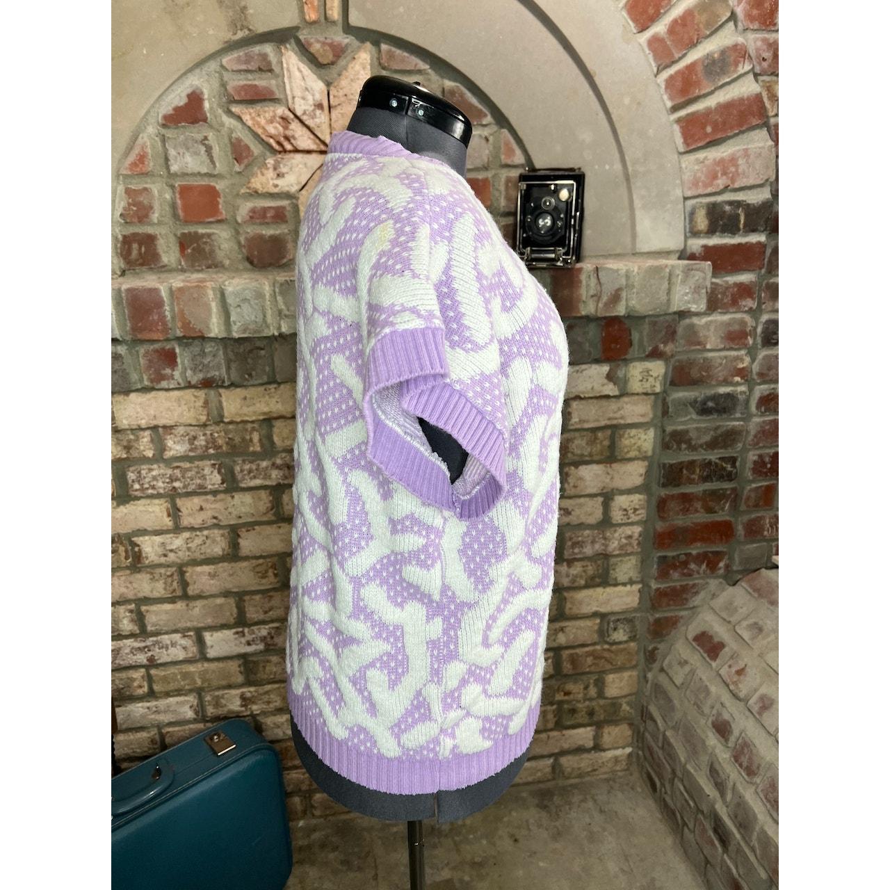 Vintage Women's Sweater - Purple/White - XL – swe… - image 7