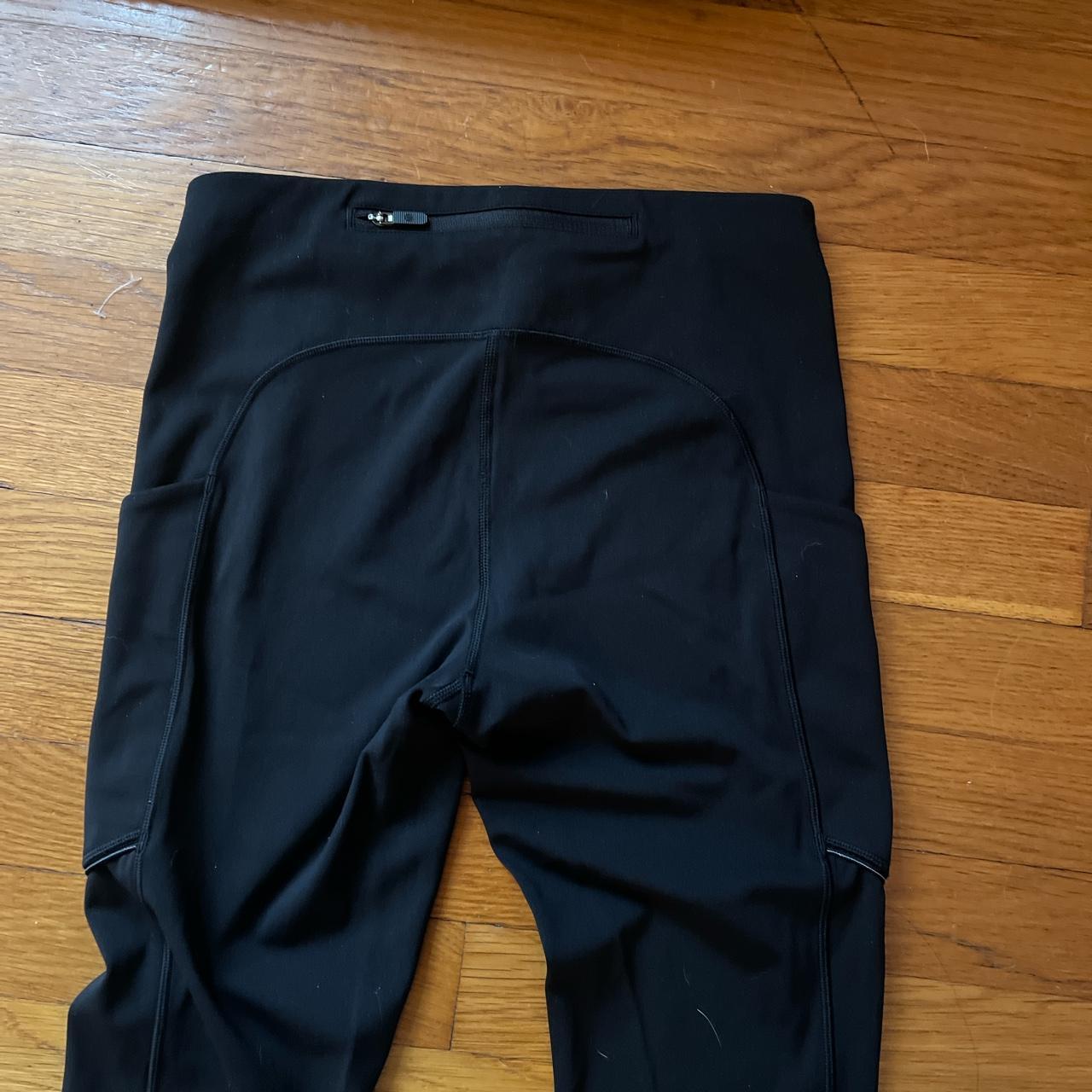 Black Lululemon leggings. Size 4 Pockets on both - Depop