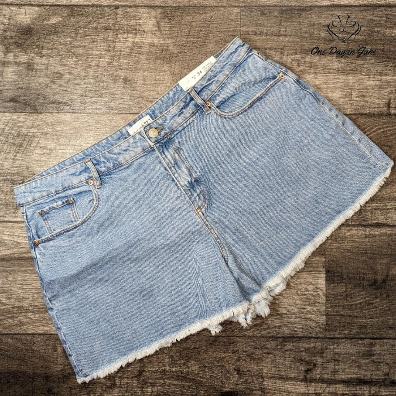 Loft Curvy High Waist Cut Off Denim Shorts Size