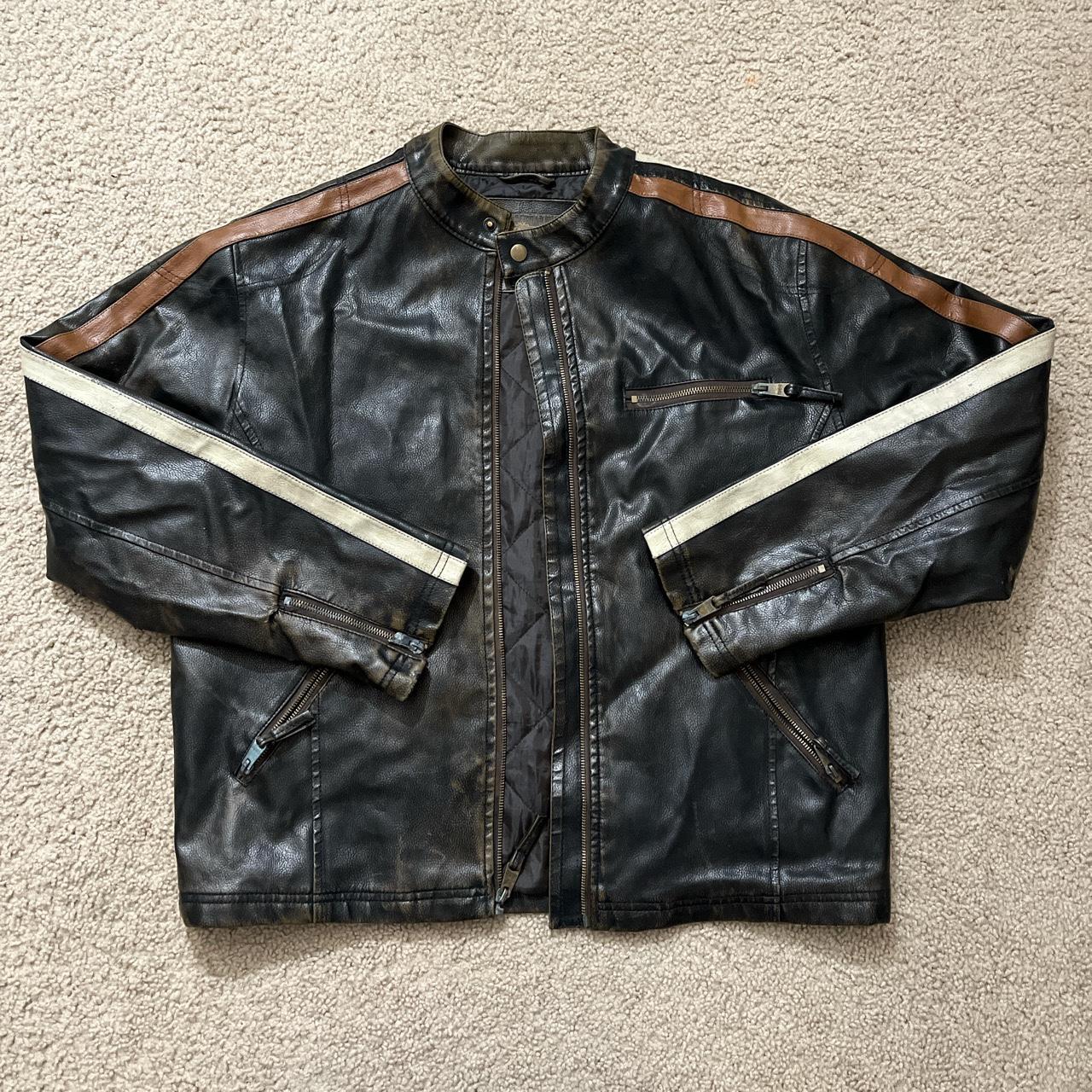 Vintage Arizona Biker Leather Jacket Size... - Depop