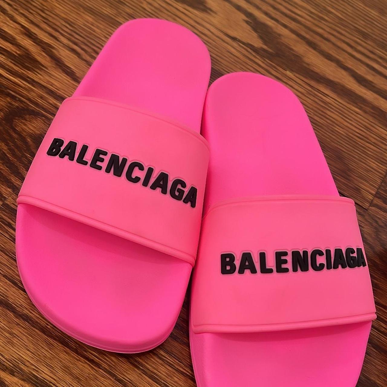 Balenciaga Logo Platform Slide Sandal in Pink  Smart Closet