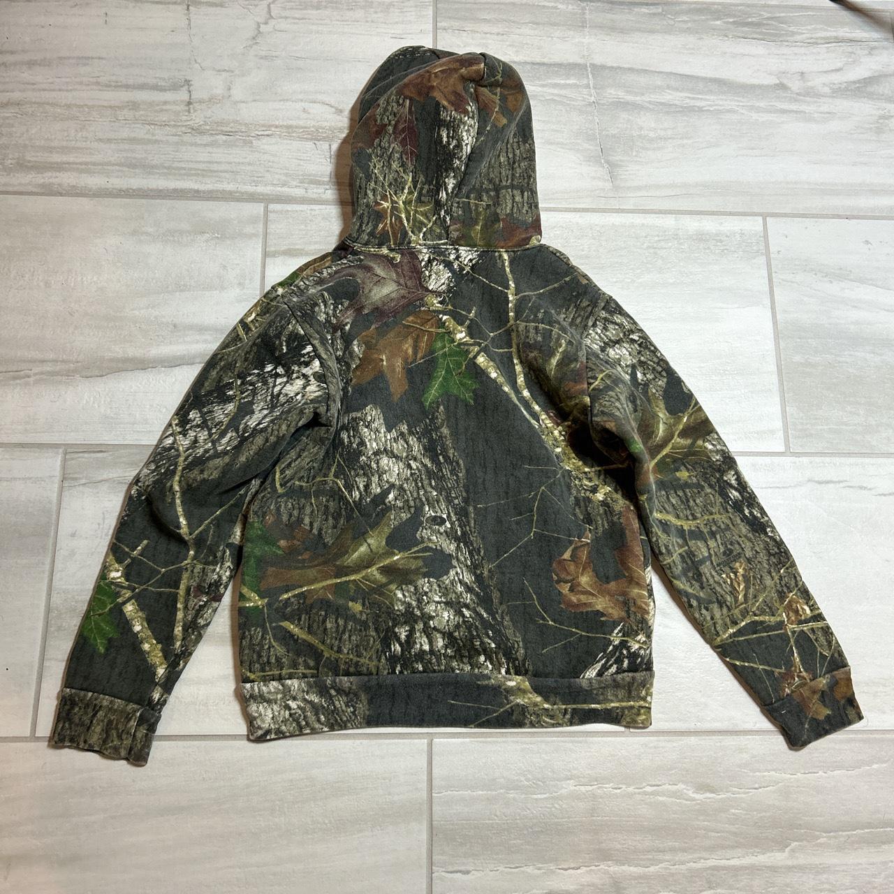 Vintage camo all over print hoodie Kids size XL... - Depop