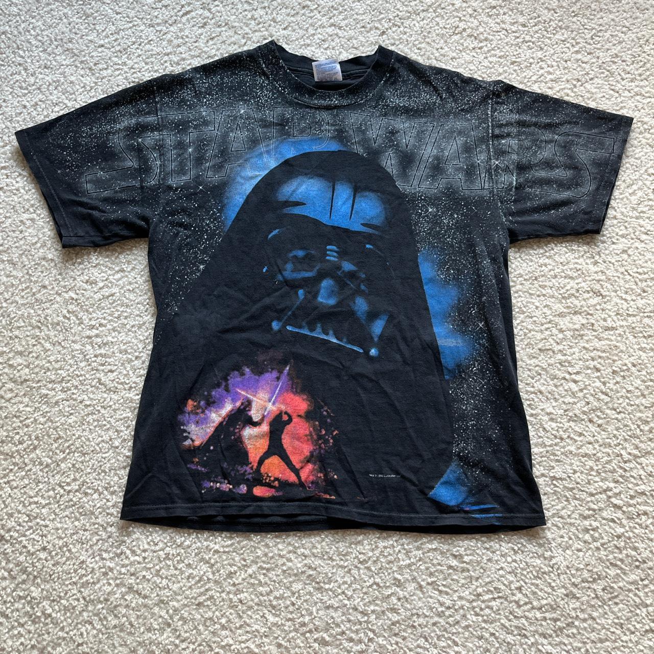 Vintage 90s 1996 star wars aop tee Size L 🚨FREE... - Depop