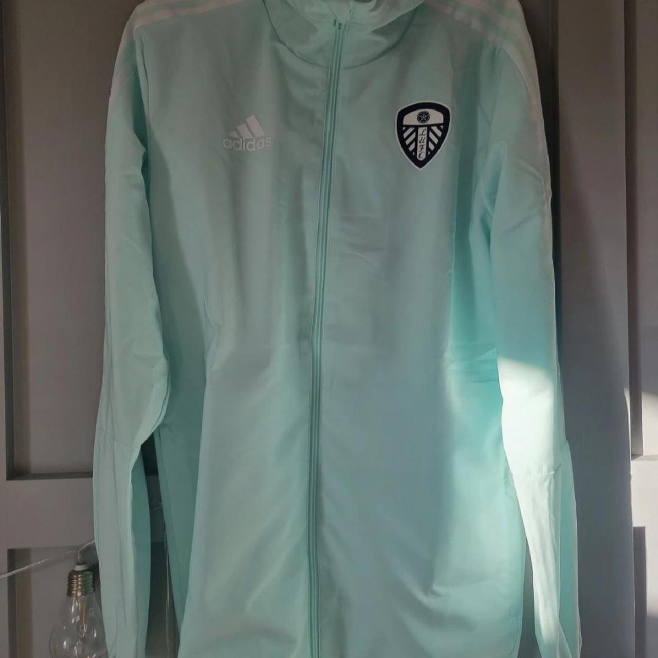 Leeds United adidas ウィンドブレーカー Leeds United Adidas Windbreaker - Teal/Mint Green - | Depop