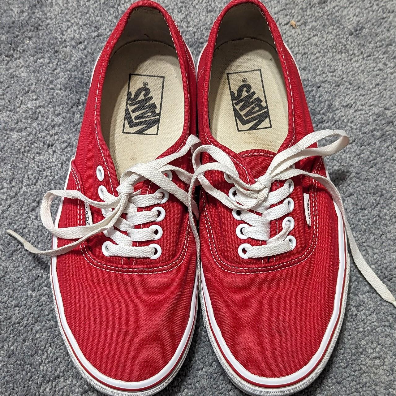 Vans Authentic low top red canvas sneakers. Men's... - Depop