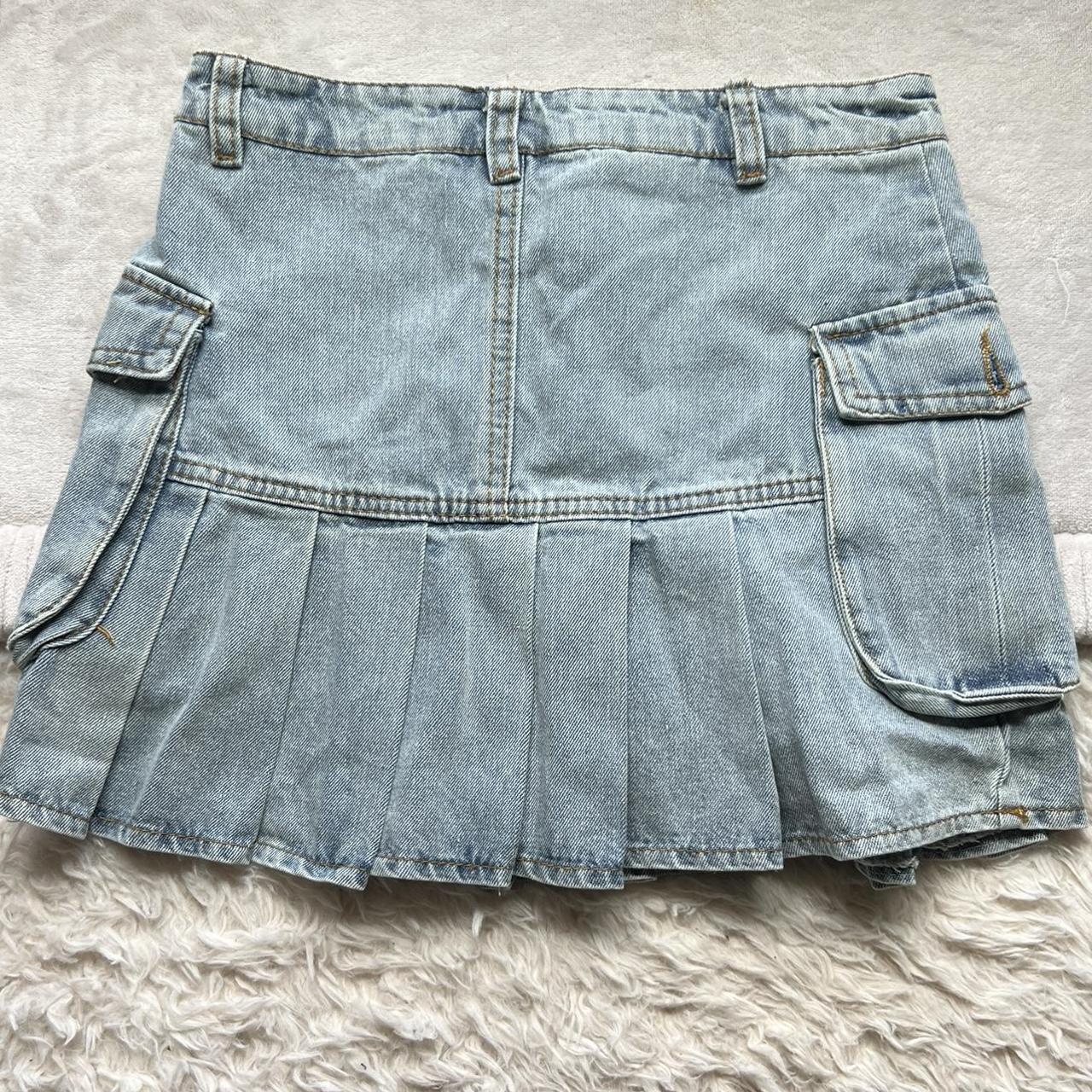 Light blue pleated denim utility type skirt I don’t... - Depop